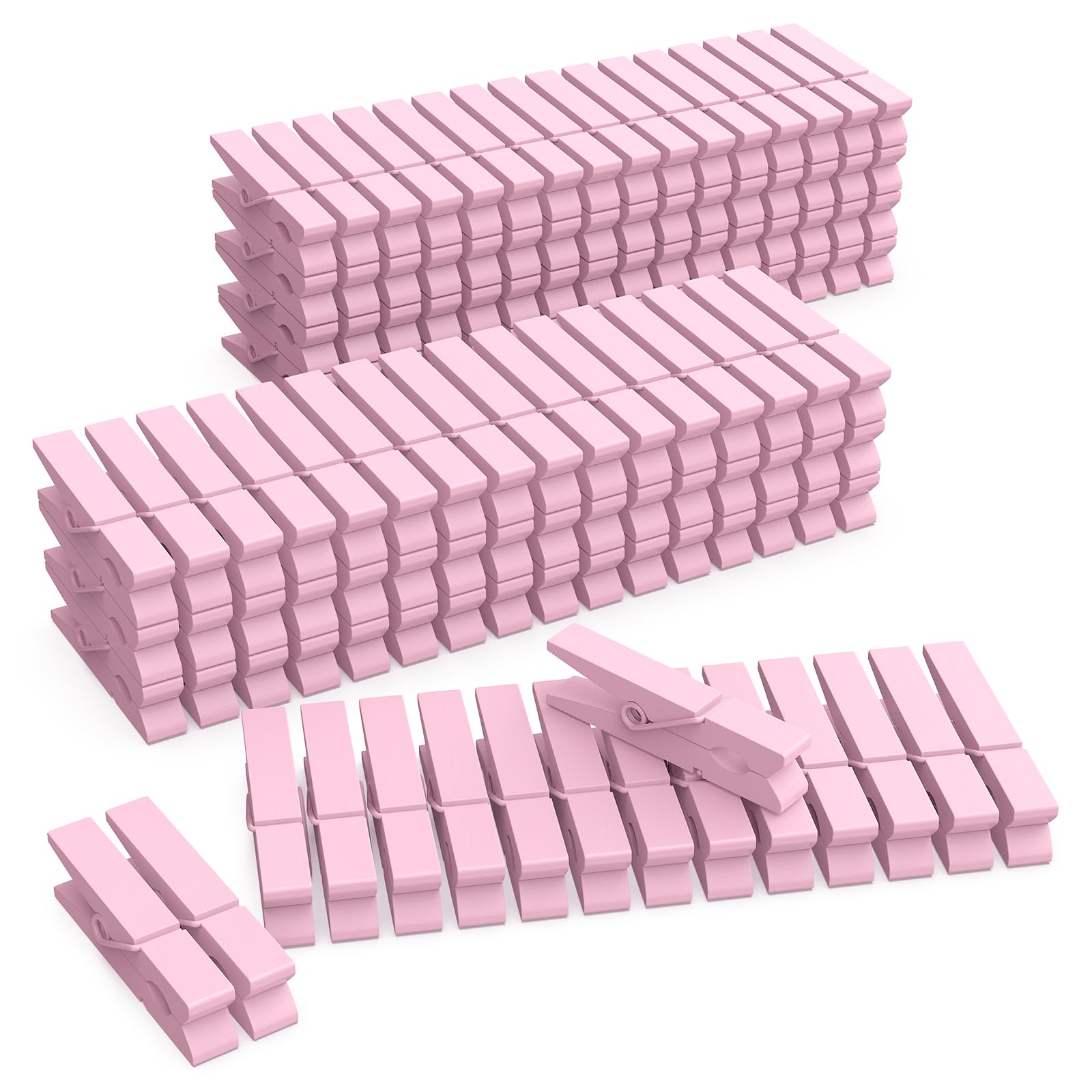 (Pack Of 128) Mini Wooden Colored Clothespins Light Pink