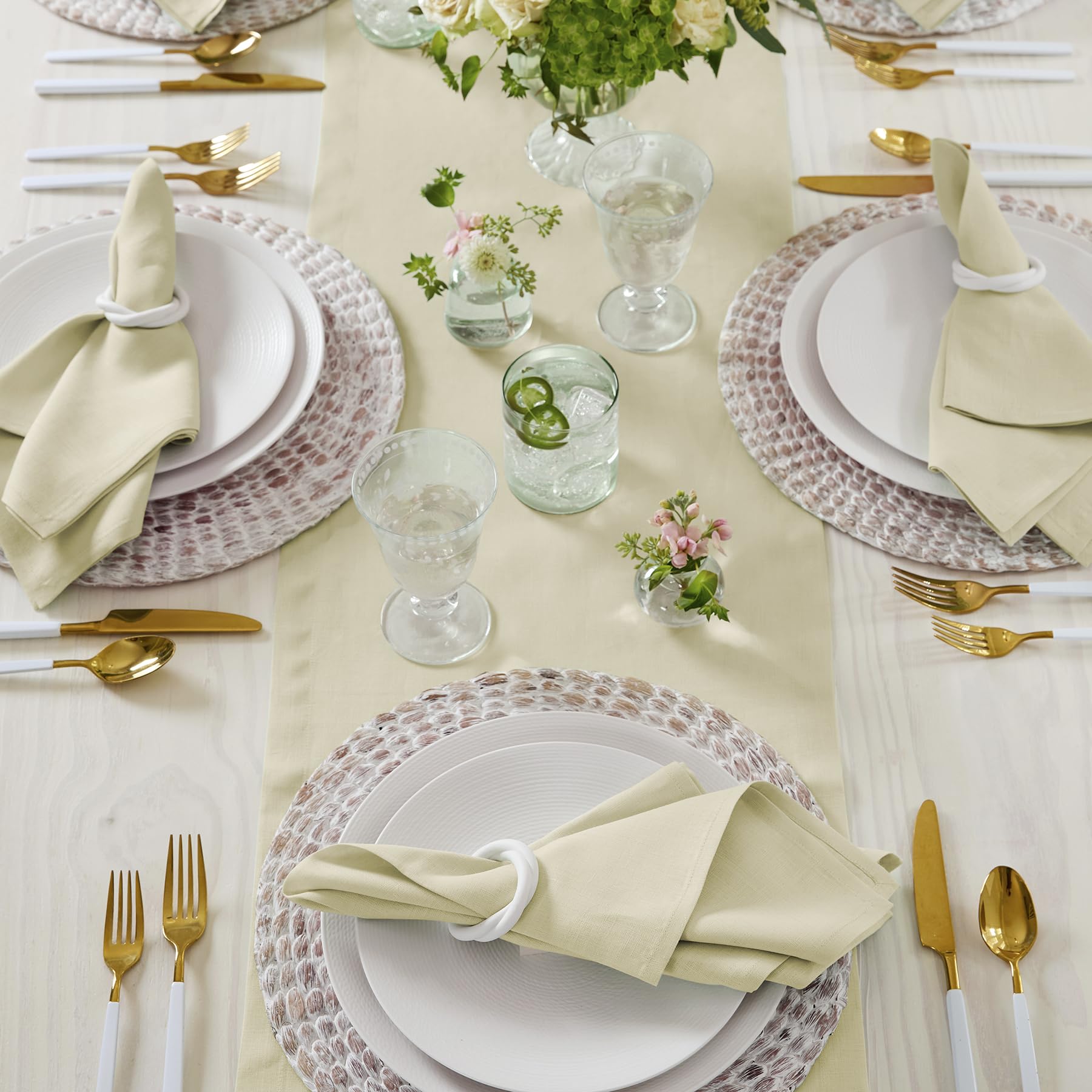Solino Home Linen Birch Table Runner 36 Inches - 100% Pure Linen Short Table Runner 14 x 36 Inch Ideal for Dresser and Coffee Ta