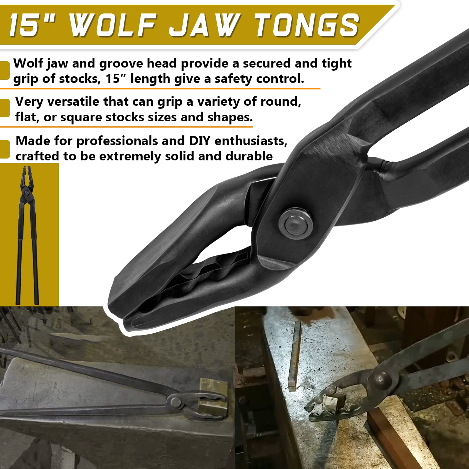 Blacksmith 15    Wolf Jaw Tongs And Hammer Tool Set Essential Tools For Blacksmith Bladesmith Forge