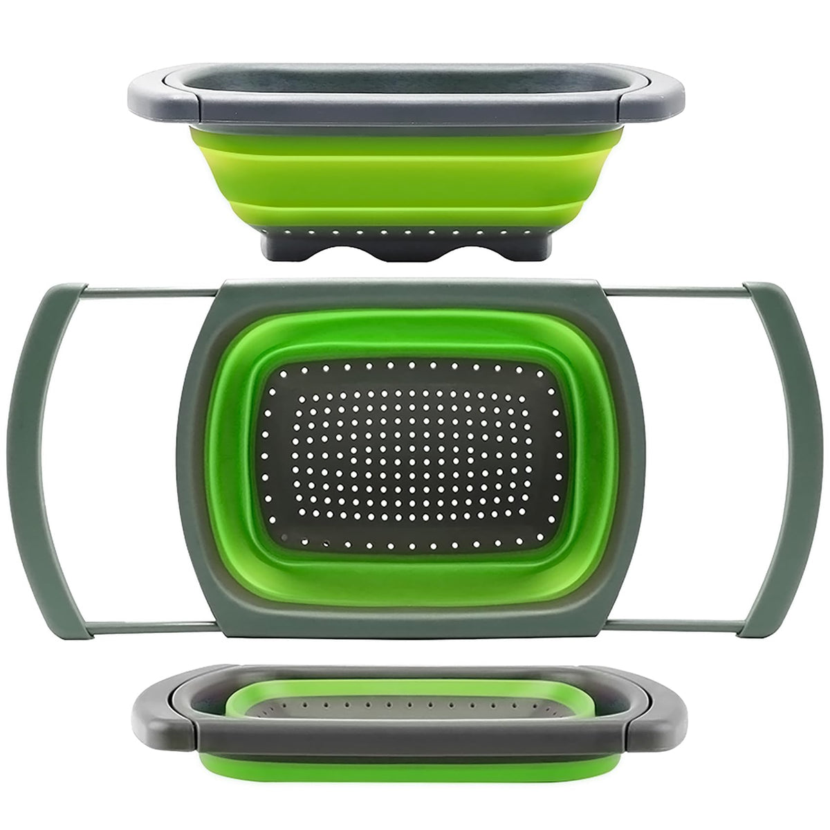 Qimh Colander Collapsible, Colander Strainer Over The Sink Vegetable/Fruit Colanders Strainers (6 Quart) With Extendable Handles