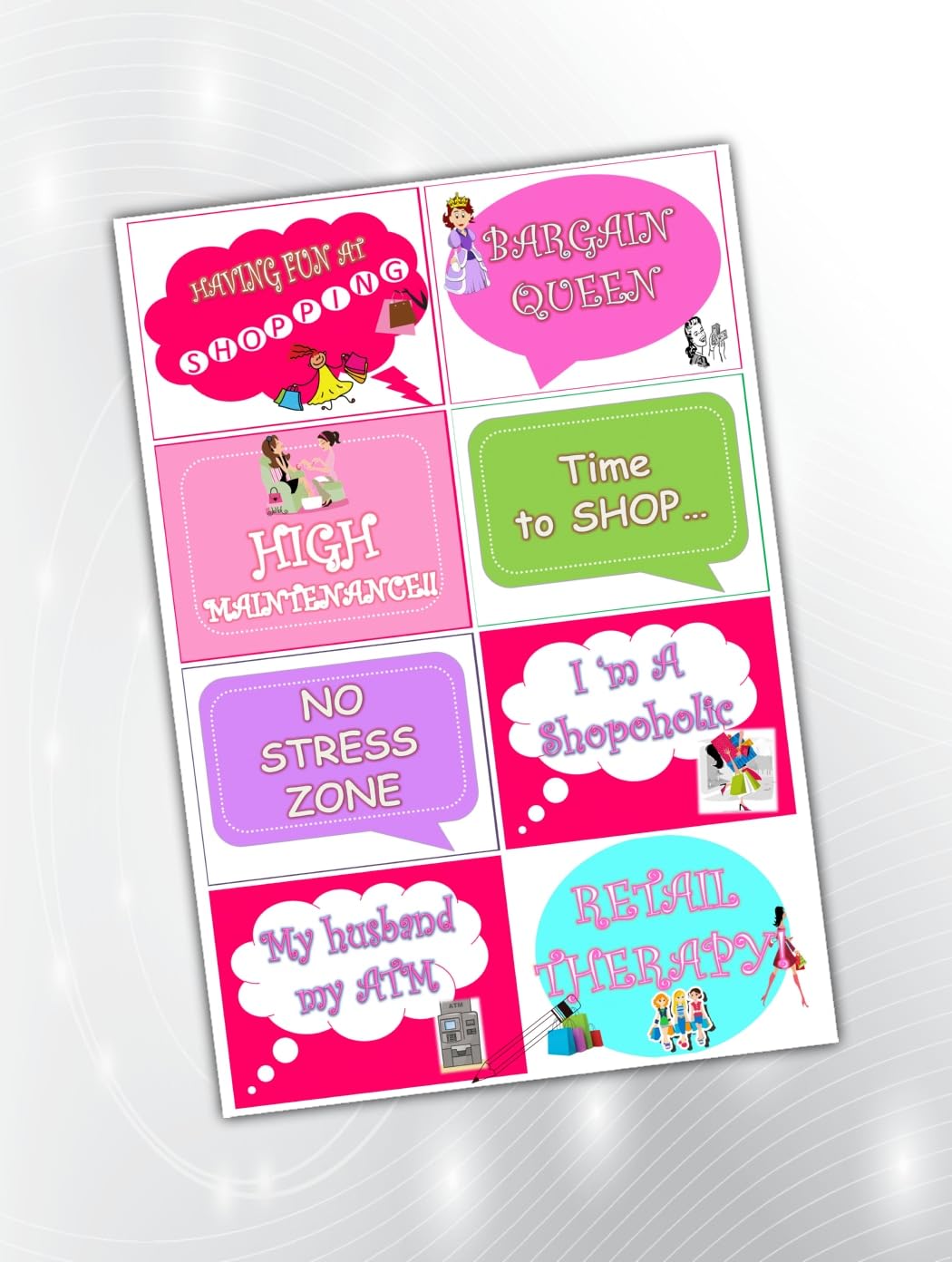 PartyStuff Shopping Theme Props  Shopping Speech Bubbles 1 (8 Cards)
