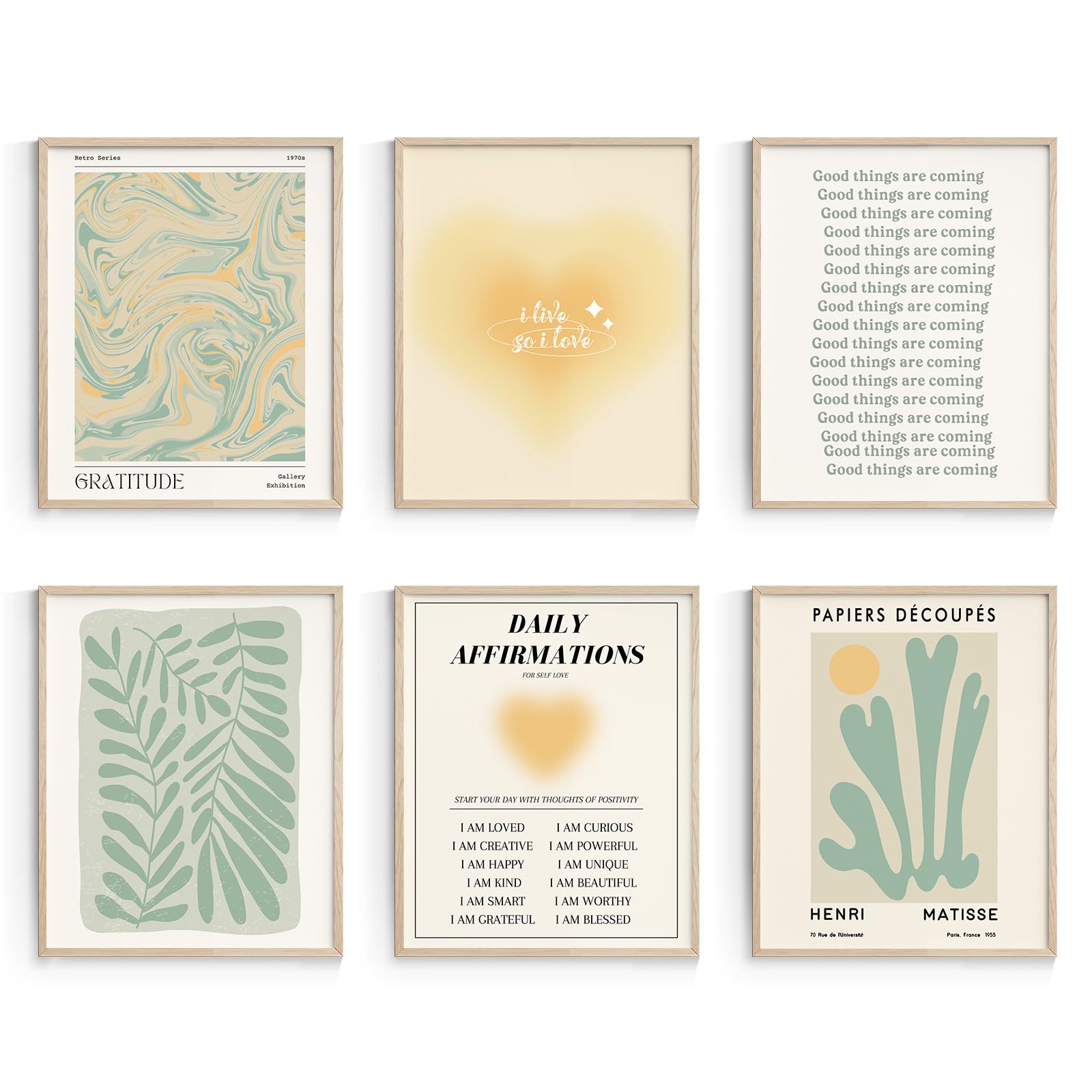 Habseligkeit Sage Green Wall Art Prints, Abstract Matisse Wall Art Exhibition Posters, Vintage Wall Art Prints, Retro Room Decor