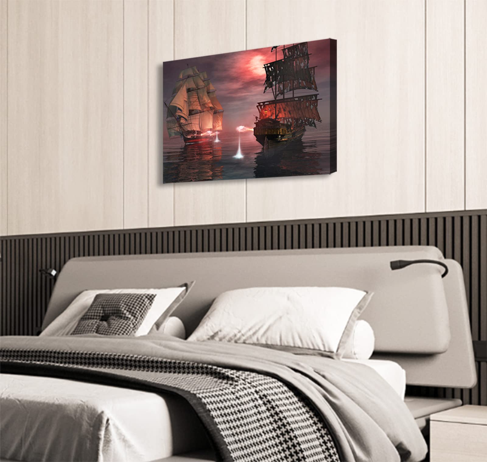 Pirate Ship Decor Ghost Sailboat Picture Wall Art Gothic Style Viking Ship Poster Prints Nautical Sailboat Canvas Painting Pictu