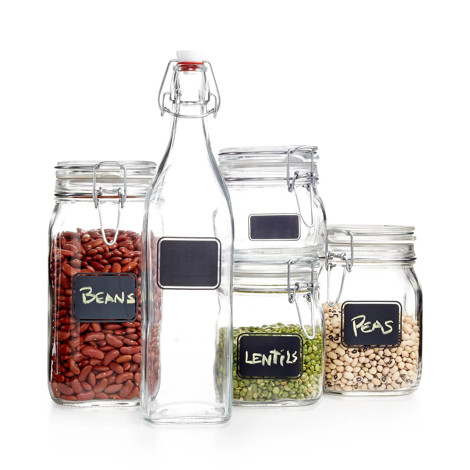 Bormiolio Rocco Clear Jar with Chalkboard  17.5 Oz