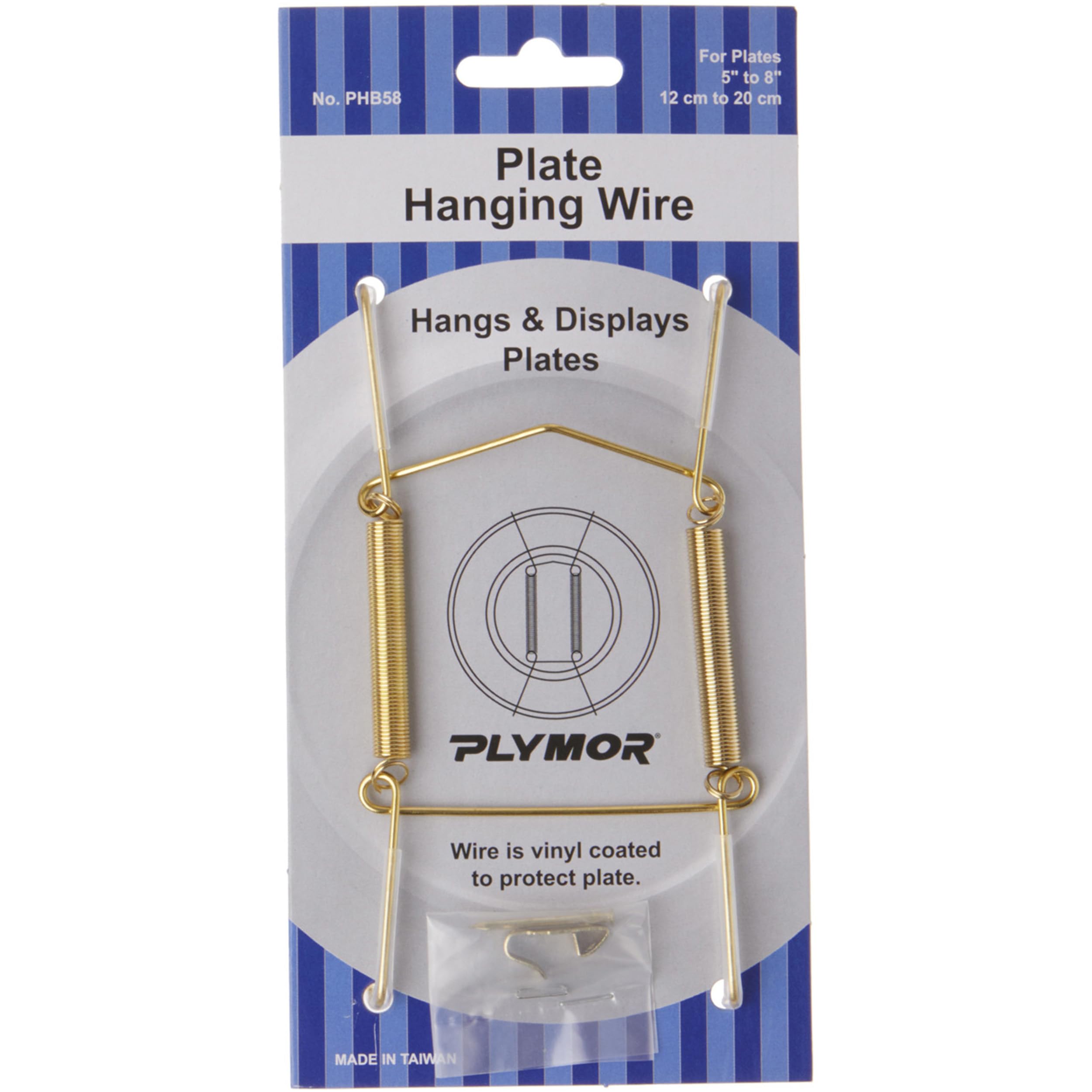Plymor Shiny Gold Finish Wall Mountable Plate Hanger, 4.625'' H X 2.5'' W X 0.5'' D (For Plates 5'' - 8'')