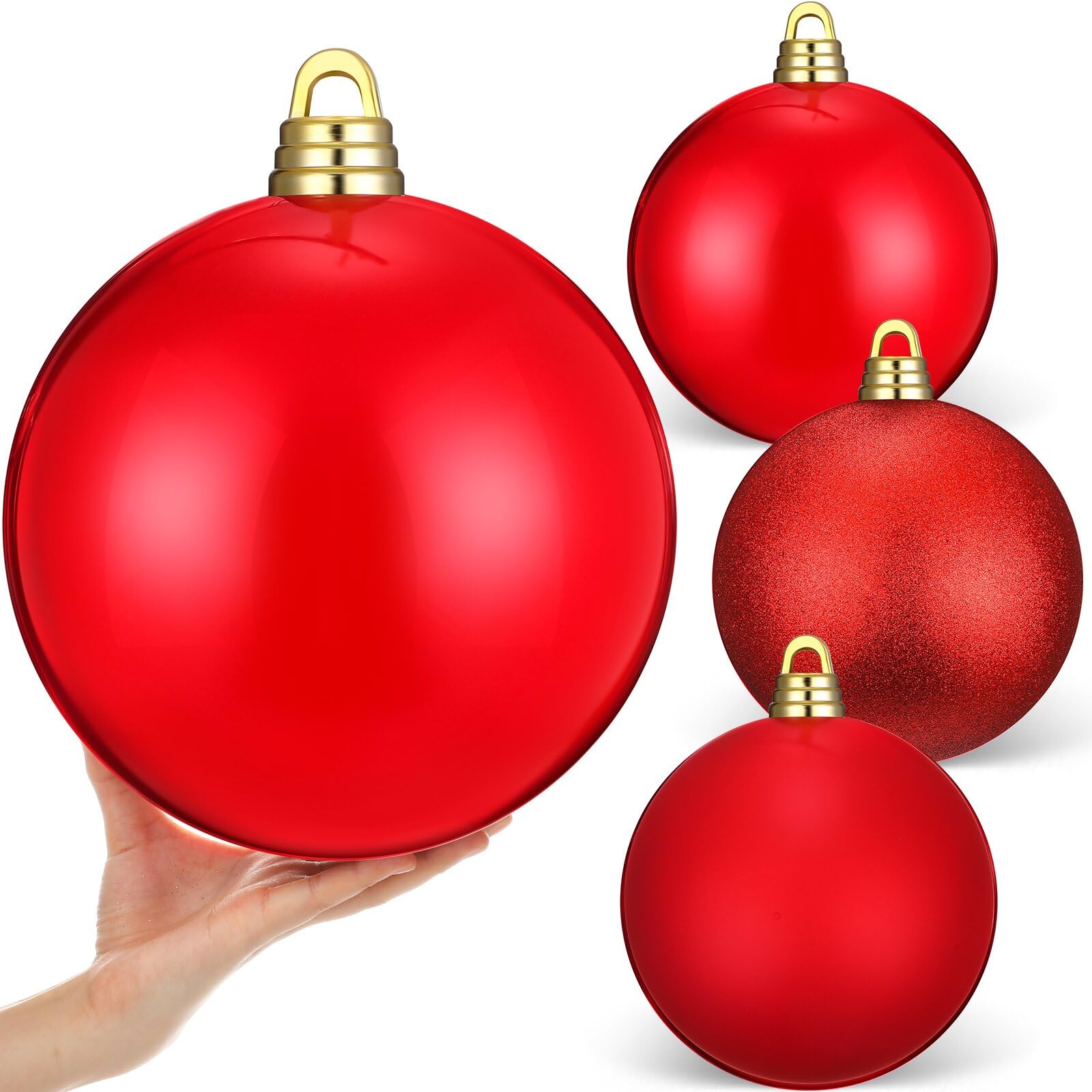 Shappy 4 Pcs 10 Inch Large Christmas Ball Ornaments Hanging Tree Ornament Balls Decorations Vintage Commercial Plastic Ball Orna