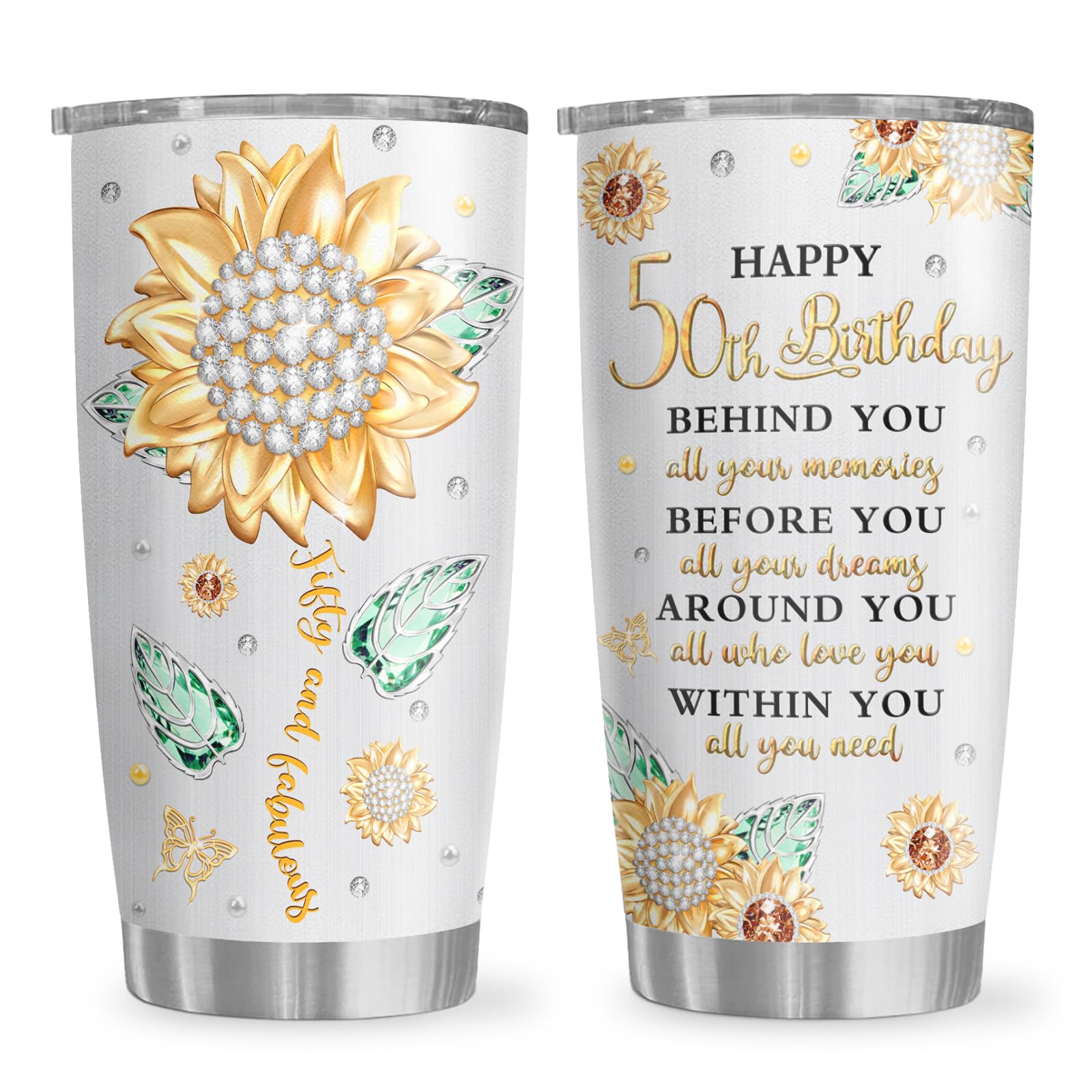 Biomlon 50Th Birthday Gifts For Women/Her Tumblers 20Oz, Womens 50Th Birthday Gift Ideas Mug, 1974 Birthday Gifts For Women Cup,