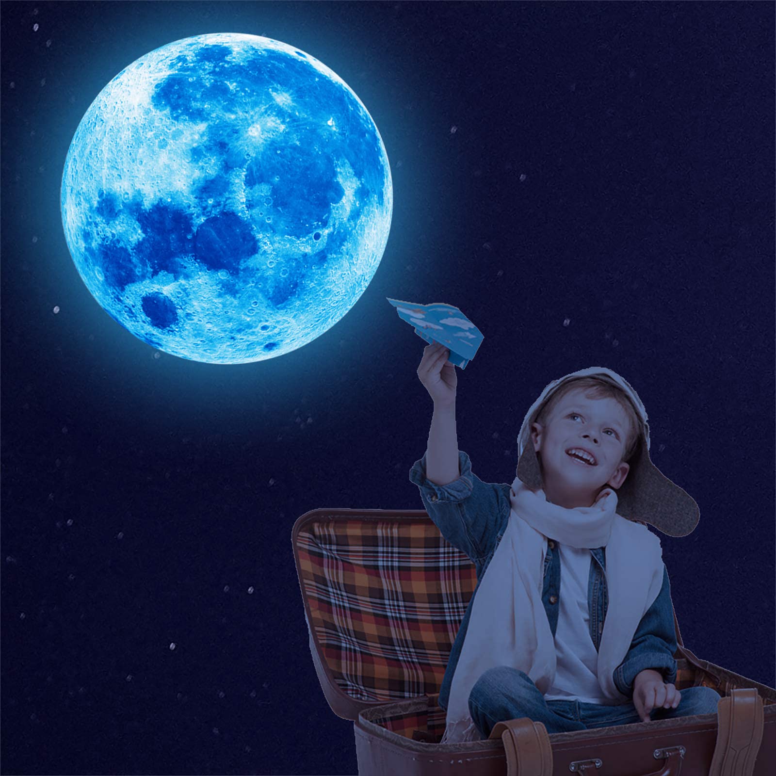 Glow in The Dark Stars for Ceiling Glow in The Dark Stars and Moon Wall Decals  1088 Pcs Ceiling Stars Glow in The Dark Kids Wall Decors  Perfect for Kids Nursery Bedroom Living Room (Blue)