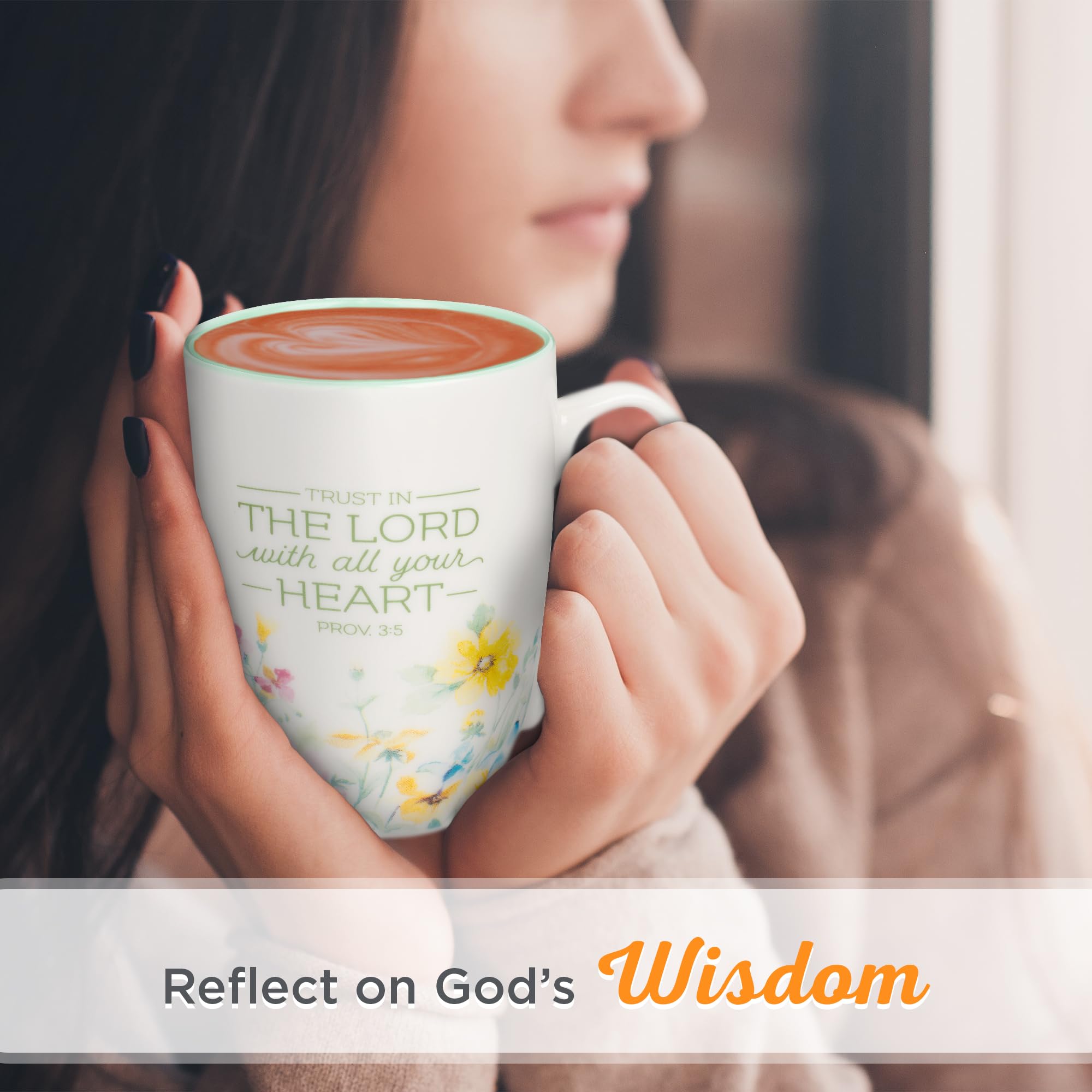 Christian Art Gifts Inspirational Ceramic Coffee & Tea Scripture Mug for Women: Trust in the Lord Encouraging Bible Verse, Micro