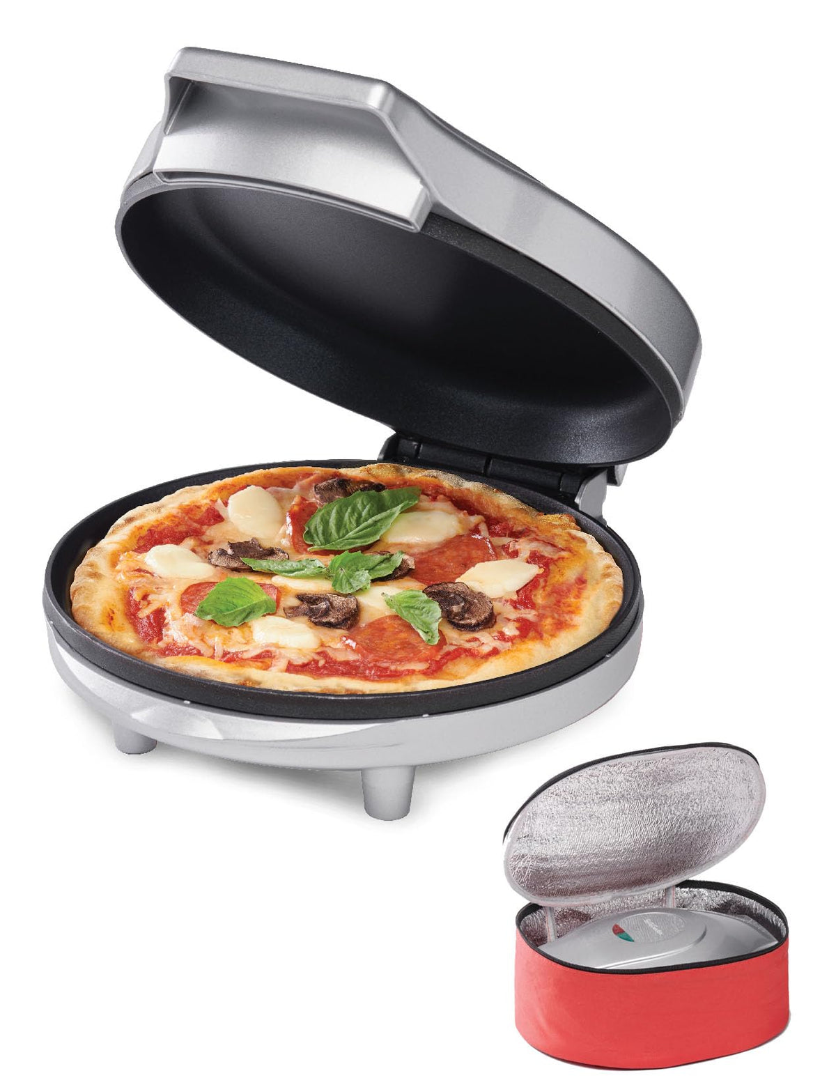 Betty Crocker 8 Travel Pizza Maker Plus, Indoor Electric Grill With Insulated Travel Bag, Nonstick Pan For Pizzas, Quesadillas