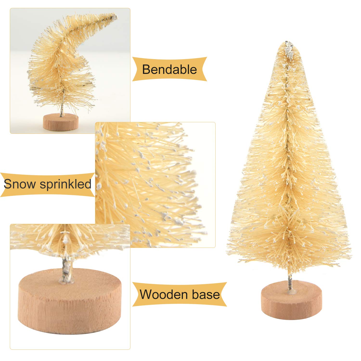 KUUQA 48 Pcs Mini Christmas Trees - Bottle Brush Tabletop Model for Decoration, DIY Room Decor, Diorama Models (White), Small Si