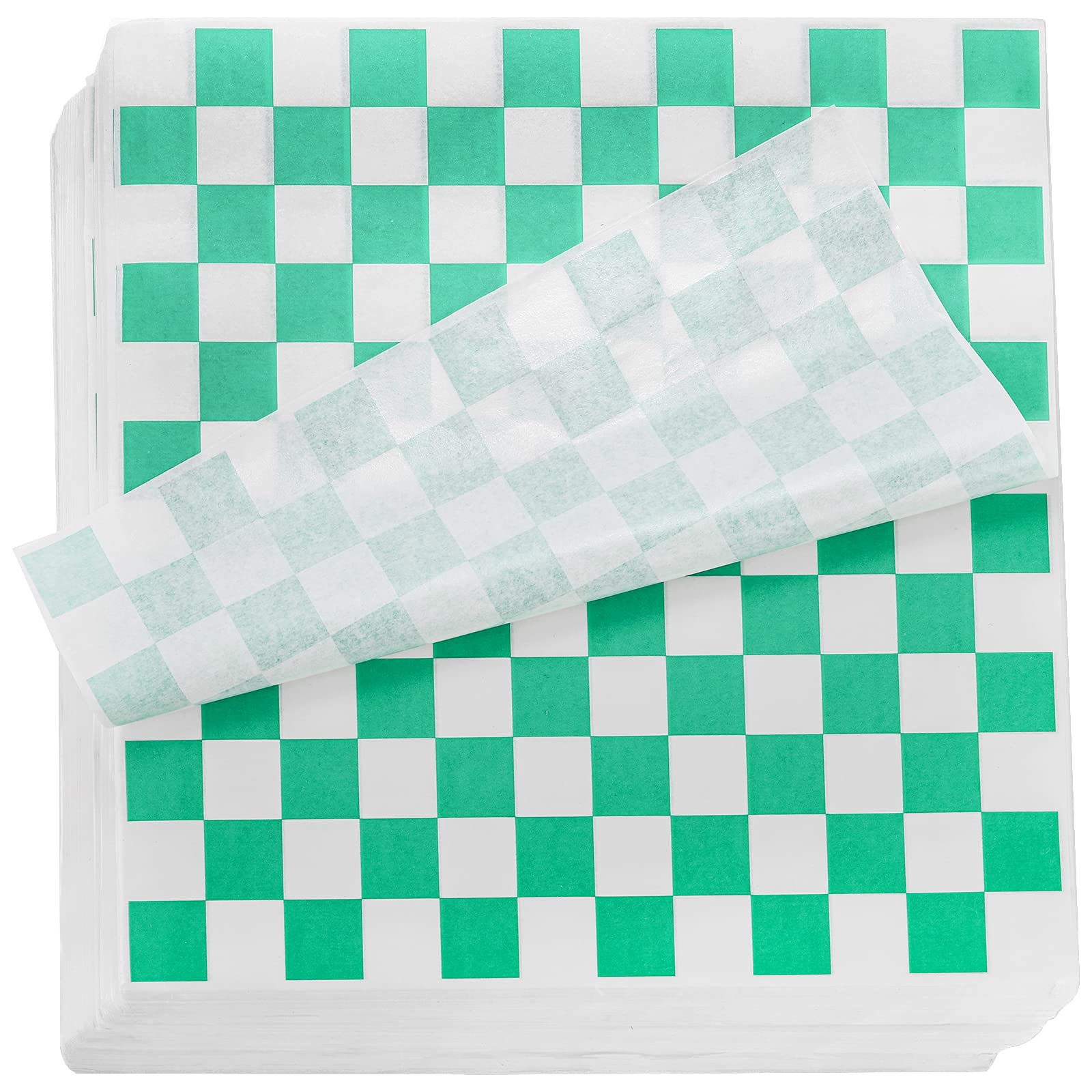 Fasmov 1000 Sheets 12 X 12 Inches Sandwich Paper Deli Basket Liner Wrap Food Basket Liners Wrapping Checkered Sheets, Green & Wh