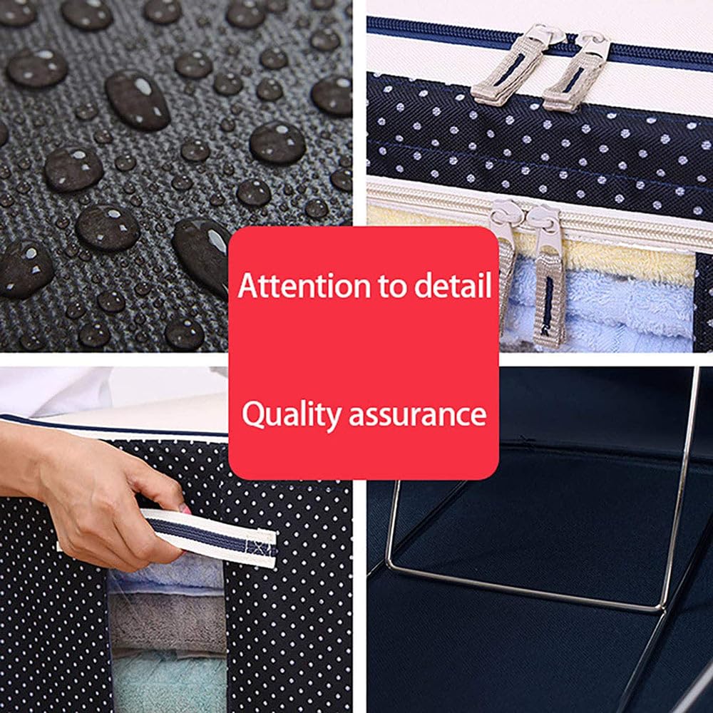 StarCart Storage Box for clothes Cloth storage box wardrobe organizers (66 Ltr - Pack of 3, Blue Polka)