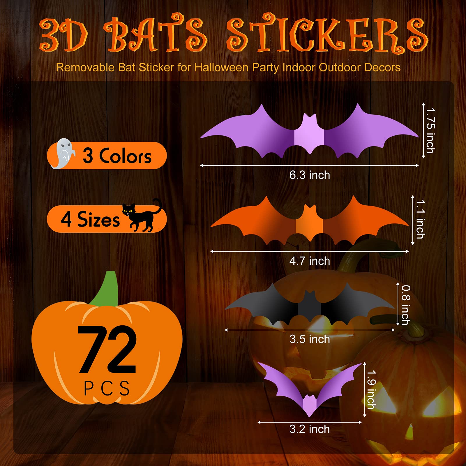 Halloween 3D Bats Wall Decor Bat Wall Stickers Reusable Pvc Halloween Wall Decal Stickers 3 Colors 4 Sizes Scary Bat Decals Indo