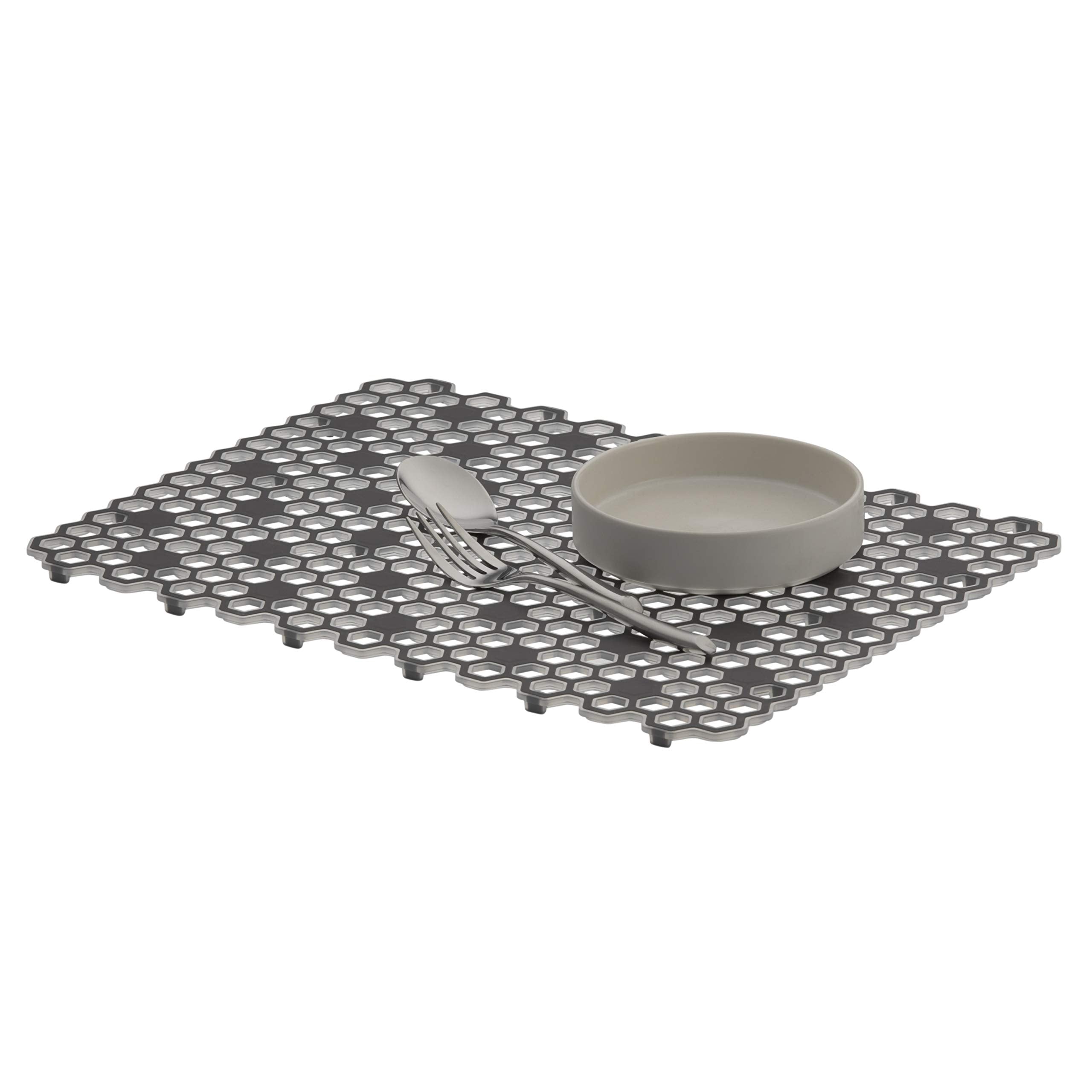 Spectrum Diversified Hexa Raised Feet Quick-Drying Heavy-Duty Protector With Non-Slip Surface, Large Farmhouse Sink Mat, Frost/G