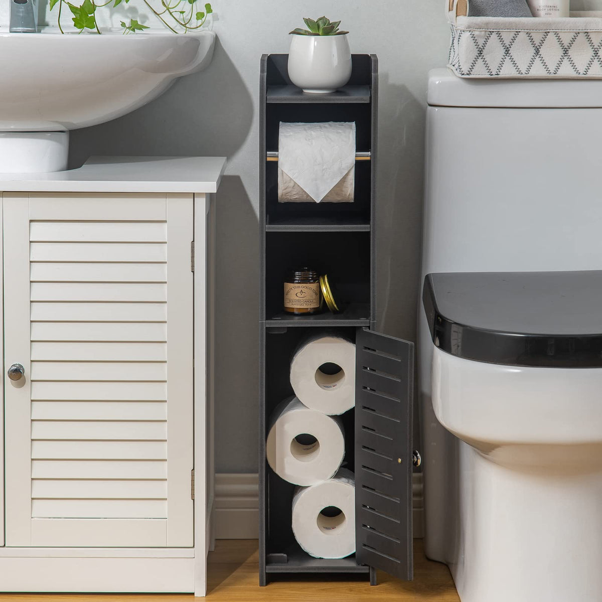 Toilet Paper Stand,Small Bathroom Storage Cabinet For Bathroom,Toilet Paper Roll Holder For Half Bath,Bathroom Storage Cabinet W