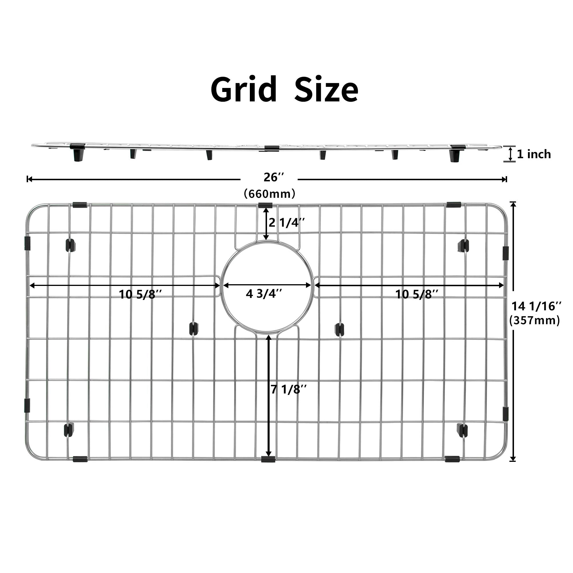 Monsinta Kitchen Sink Grid And Sink Protectors, Stainless Steel Sink Grids For Bottom Of Kitchen Sink, 26'' X 14'' With Rear Dra