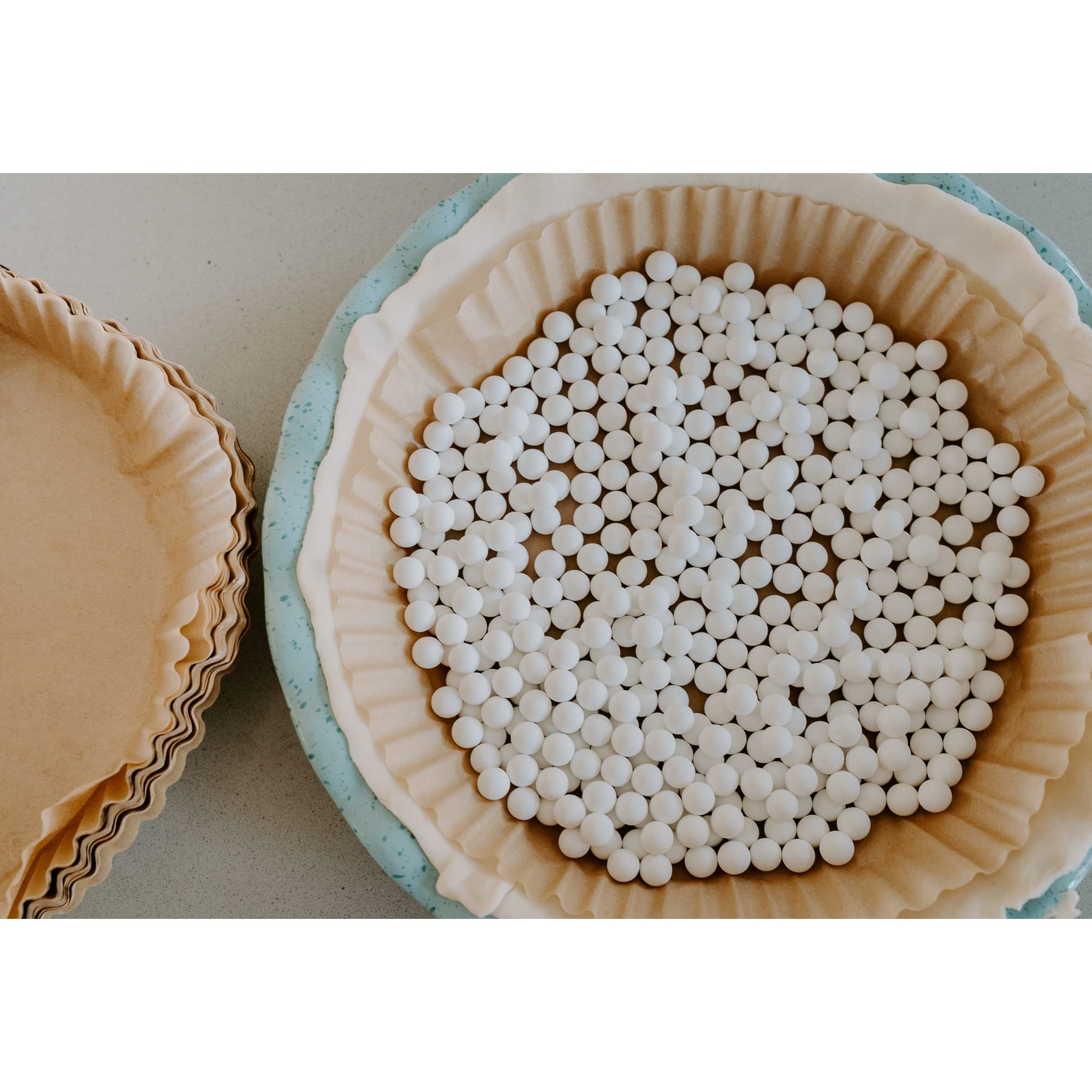 Bakebarn Parchment Paper For Pie Weights And Pans, Plastic Free Packaging, Pre Formed Fit 8,9,10 Inch Dish, Natural Unbleached F