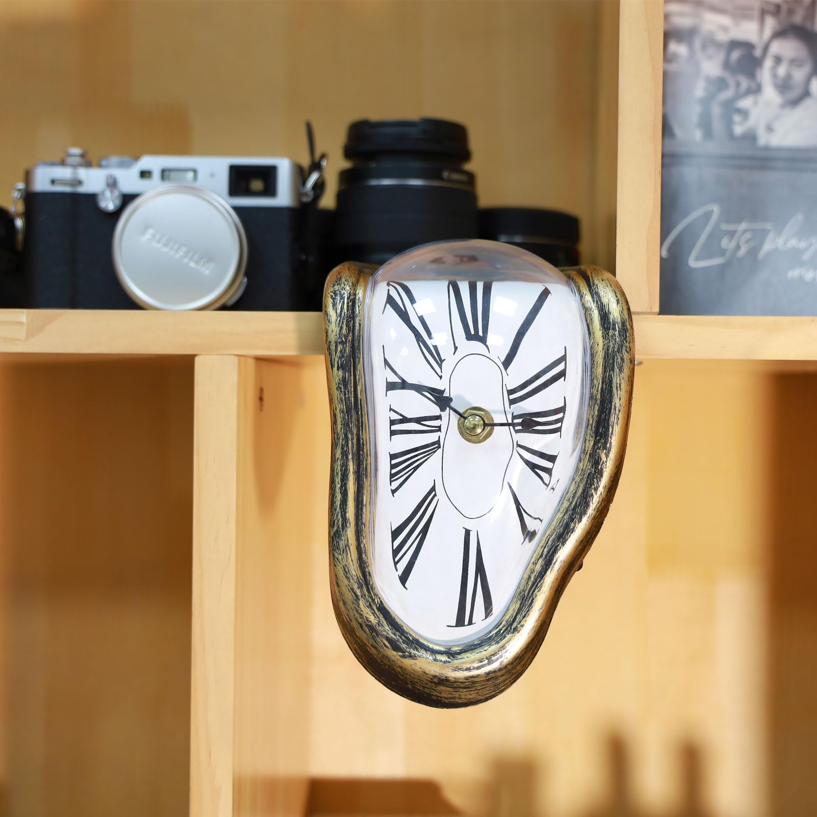 FAREVER Melting Clock, Salvador Dali Watch Melted Clock for Decorative Home Office Shelf Desk Table Funny Creative Gift,Rome Ant