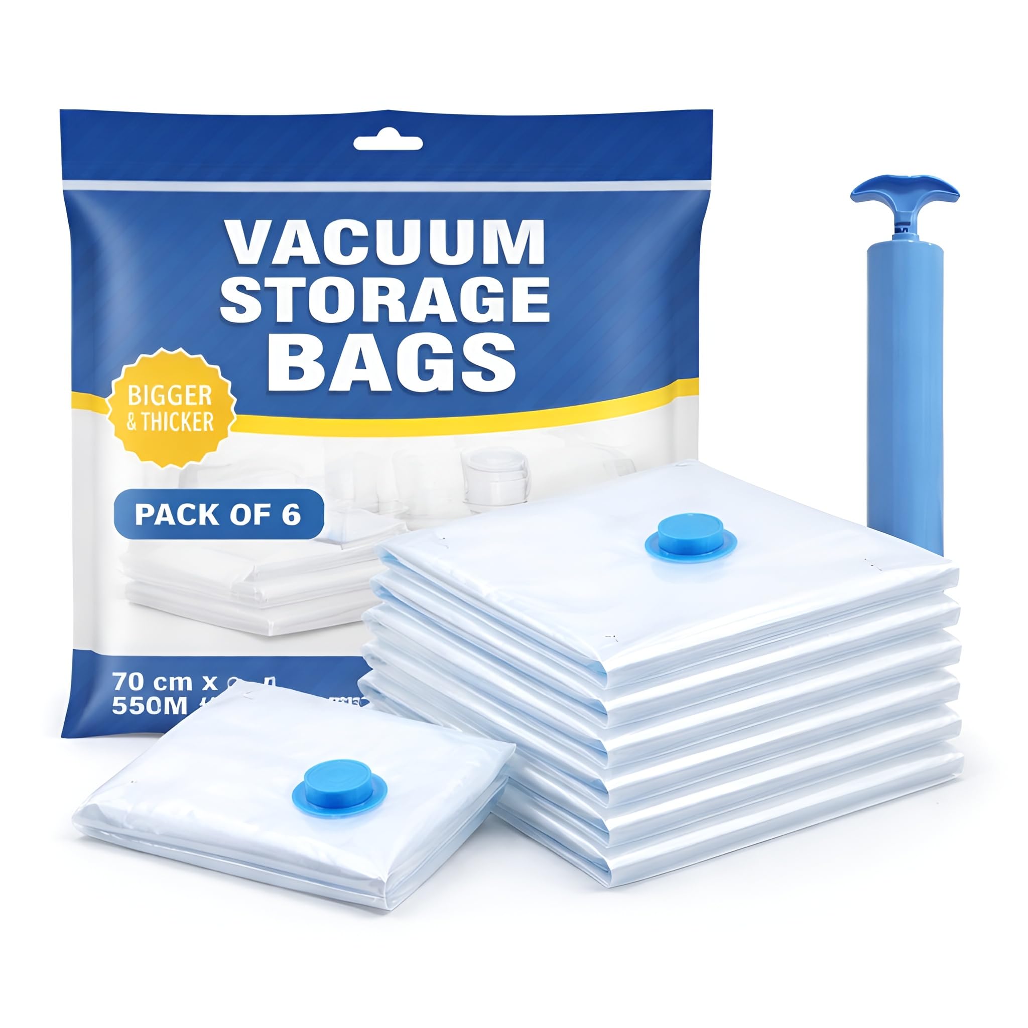 Xtore Efficient SpaceSaving Vacuum Storage Bags Set Of 6 For Clothes & Travel Organization | Airtight Compression Bags For Ward