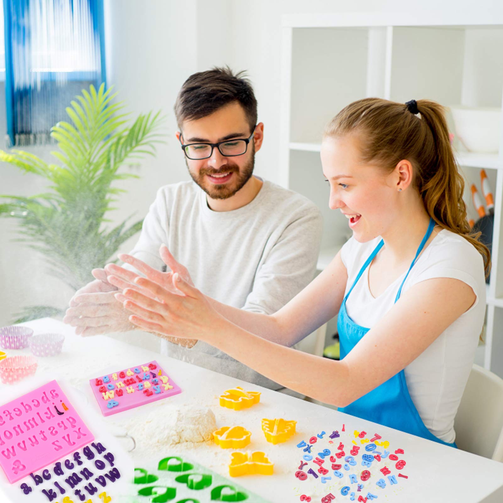 Mity Rain 4Pcs Letter Molds For Chocolate Covered Strawberries, Silicone Uppercase Lowercase Alphabet Number Fondant Mold For Ma