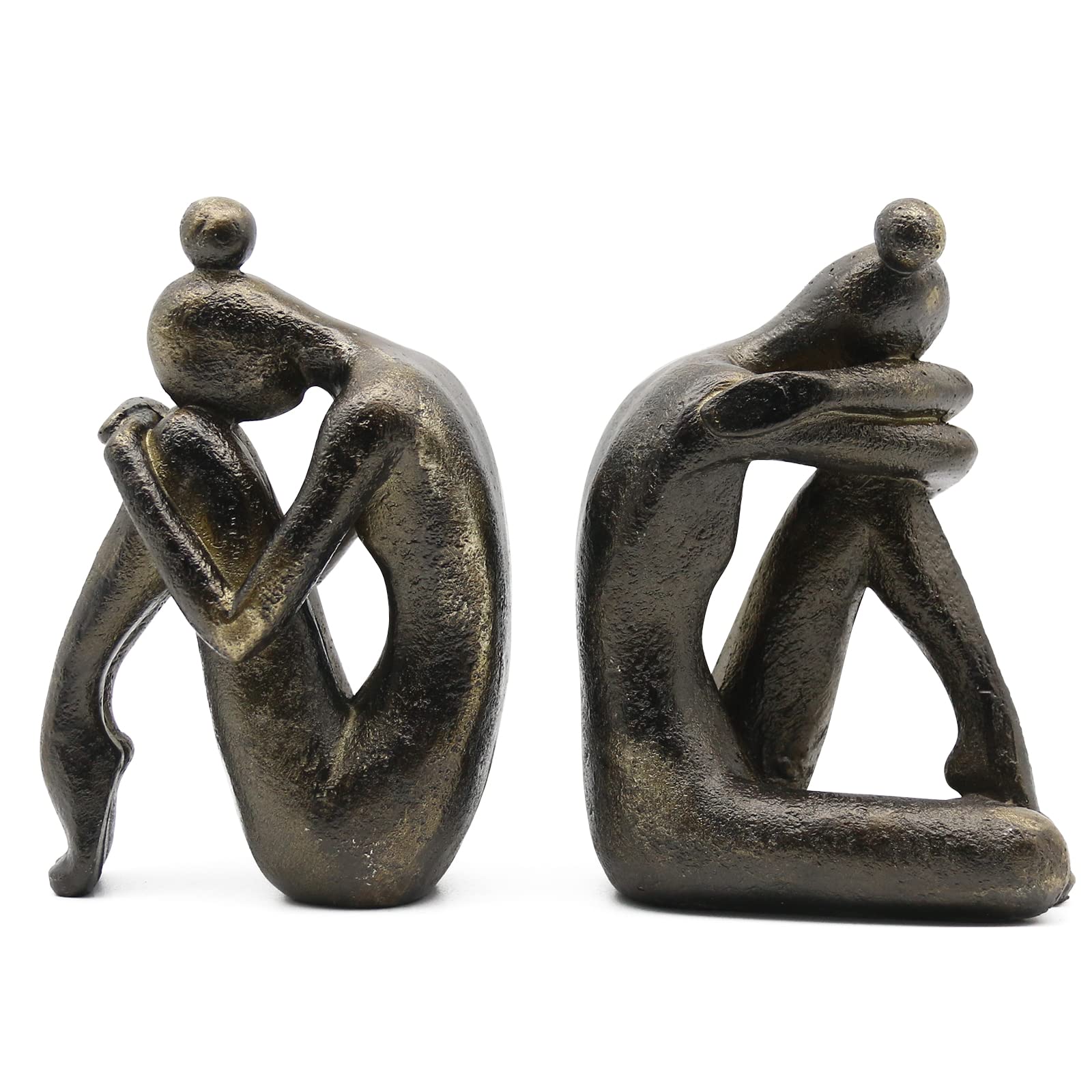Lukitas Unique Decorative Girl Thinker Bookends, Home Office Books Shelves Stoppers Holder, Nonskid Book Stoppers, Creative Desk