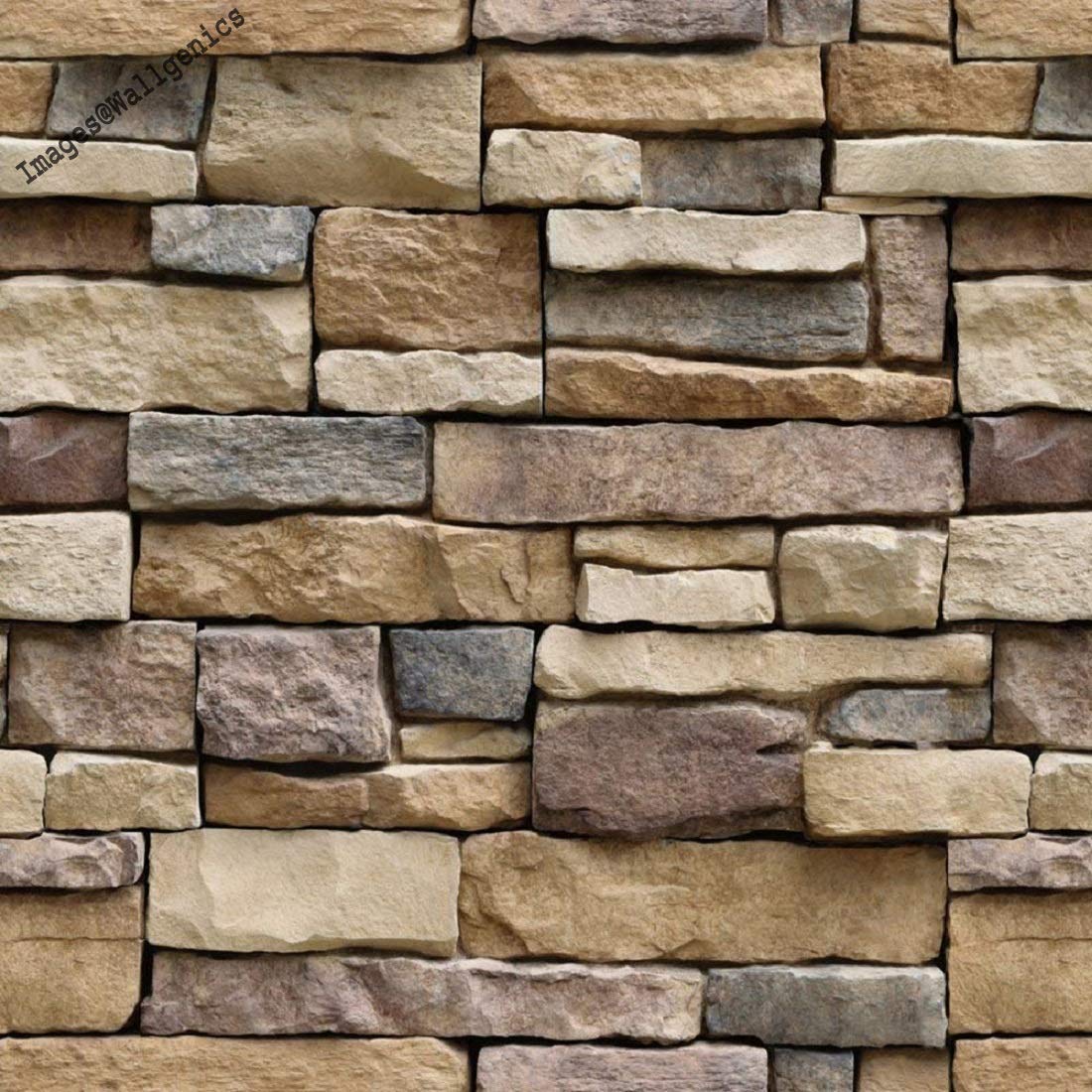 Wallgenics Modern Stone Style Rustic Effect 3D Wall Poster, Wallpaper, Wall Sticker, Pvc Self Adhesive Background Home Decor Sti