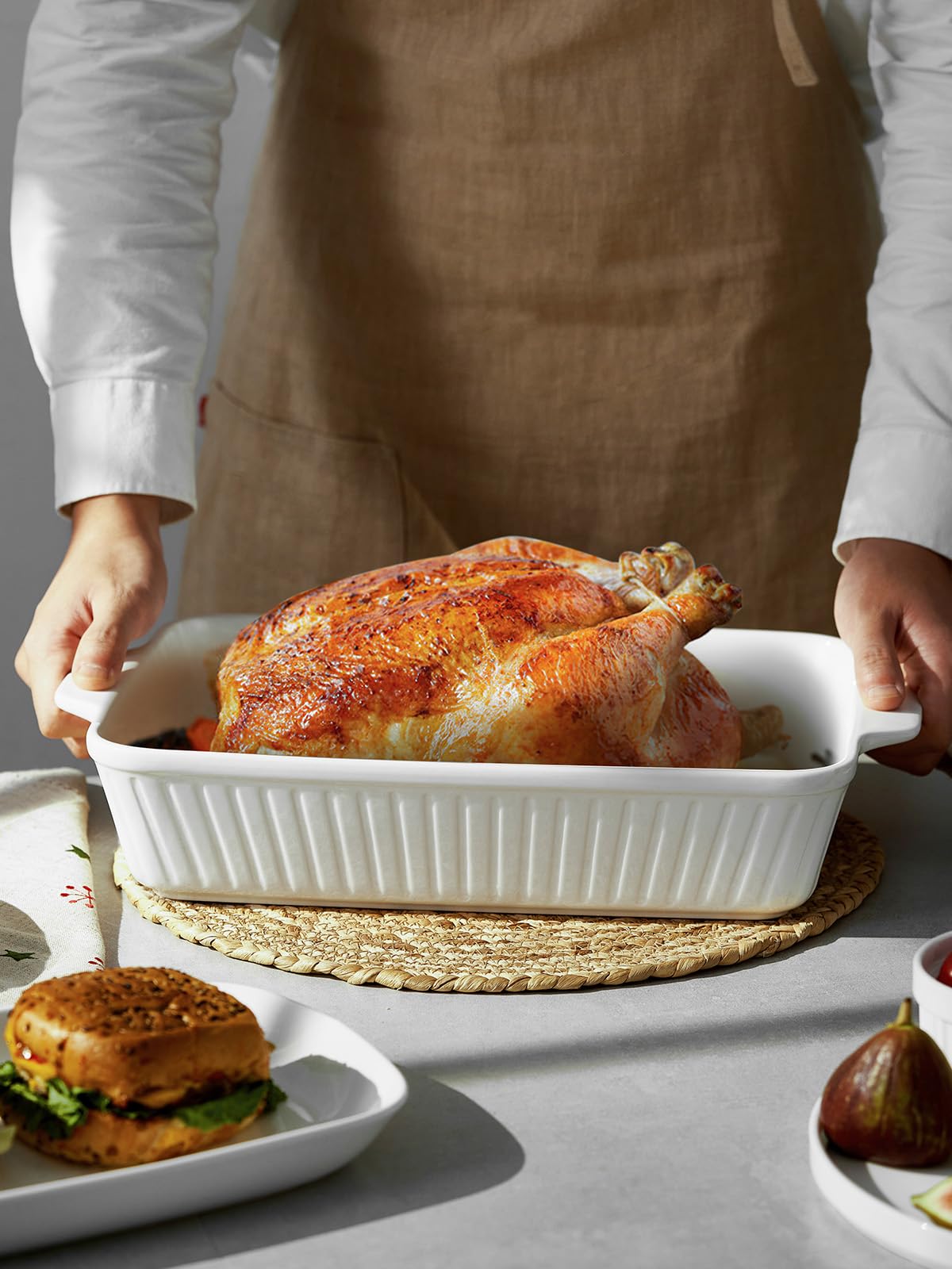 Dowan Casserole Dish, 9X13 Ceramic Baking Dish, Large Lasagna Pan Deep For Oven, 4.2 Quarts Baking Pan With Handles, Oven Safe A