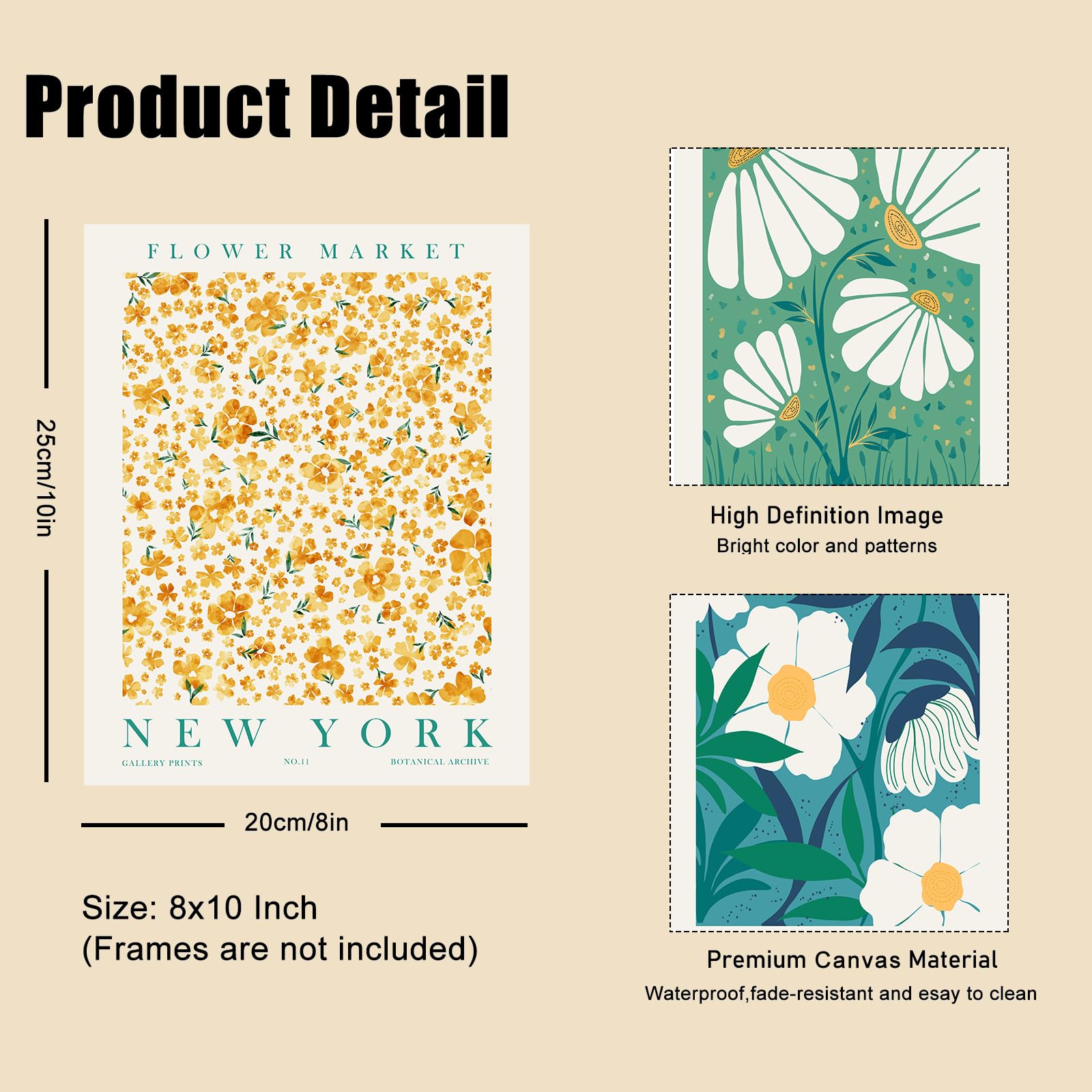 Eclectic Gallery Wall Art Set Of 9, Abstract Matisse Poster Flower Market Prints, Minimalist Wall Decor Canvas Paintings, Trendy