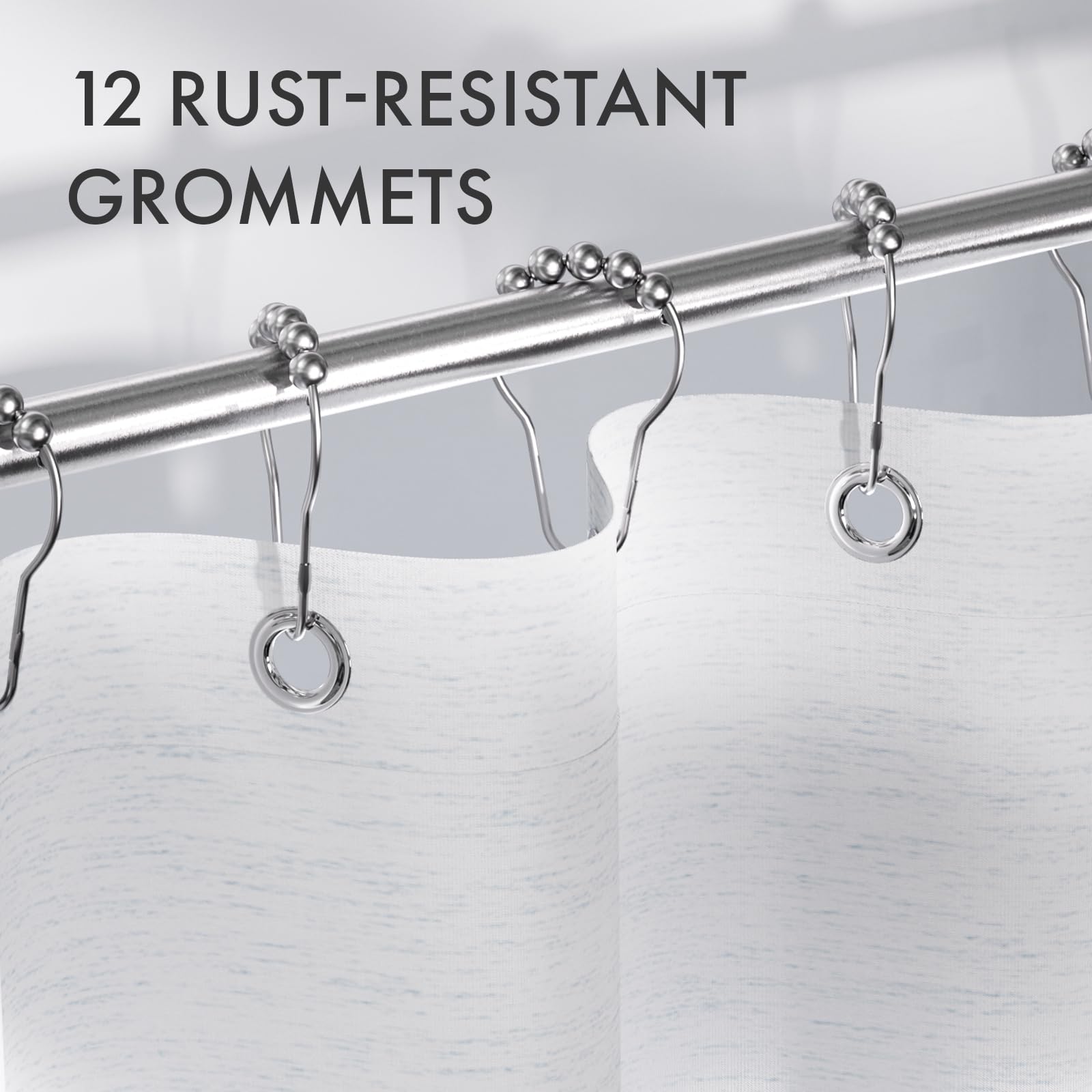 AmazerBath Shower Curtain Blue  Washable Cloth Ombre Shower Curtain Sets with 12 Metal Shower Curtain Hooks  Rustic Waterproof Dark Sea Blue Farmhouse Shower Curtains for Bathroom Decor  72x72 Inches