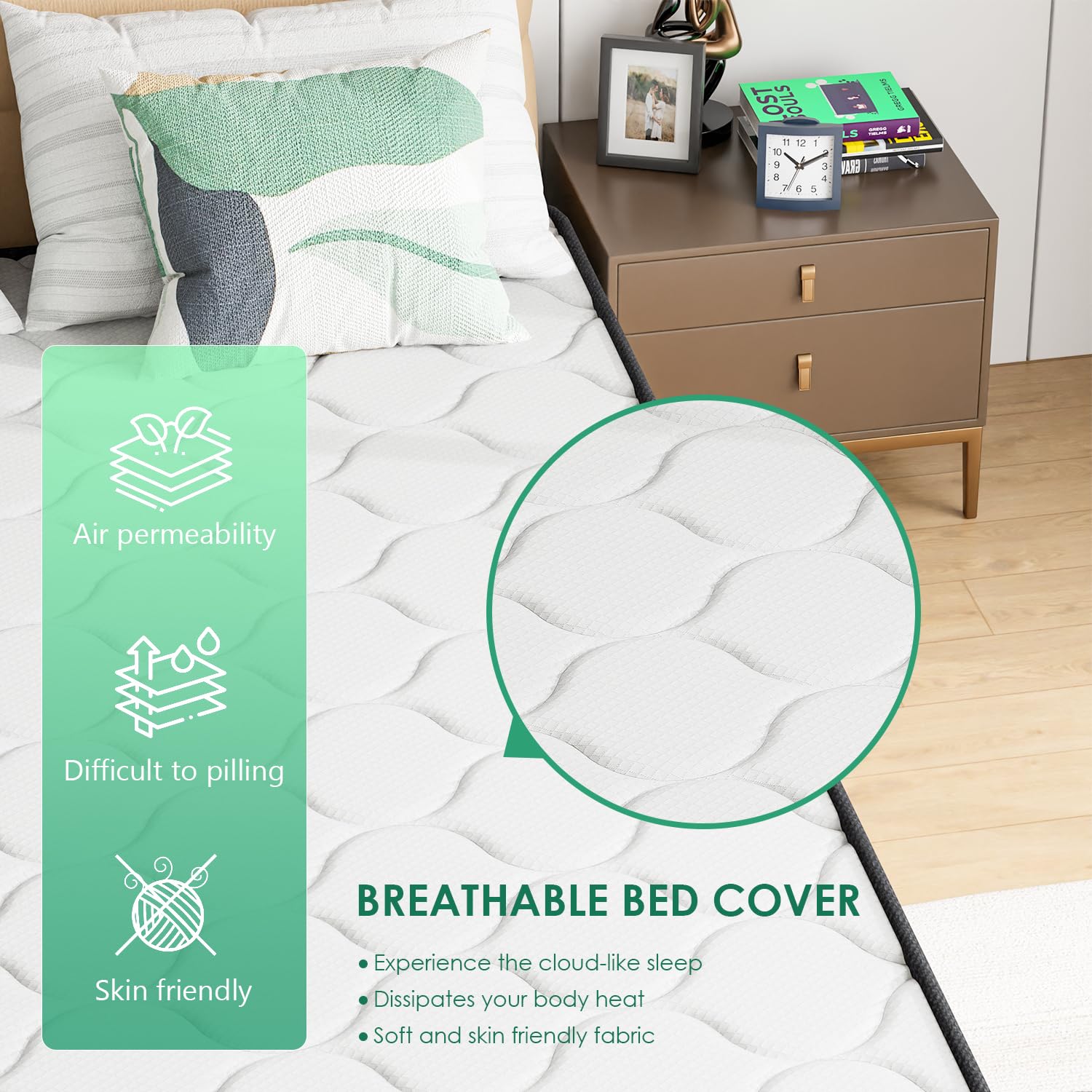 Paylesshere 6 Inch Hybrid Mattress With Innerspring And Foam/Fiberglass Free/Medium Firm Spring Mattress/Full Size Mattress In A
