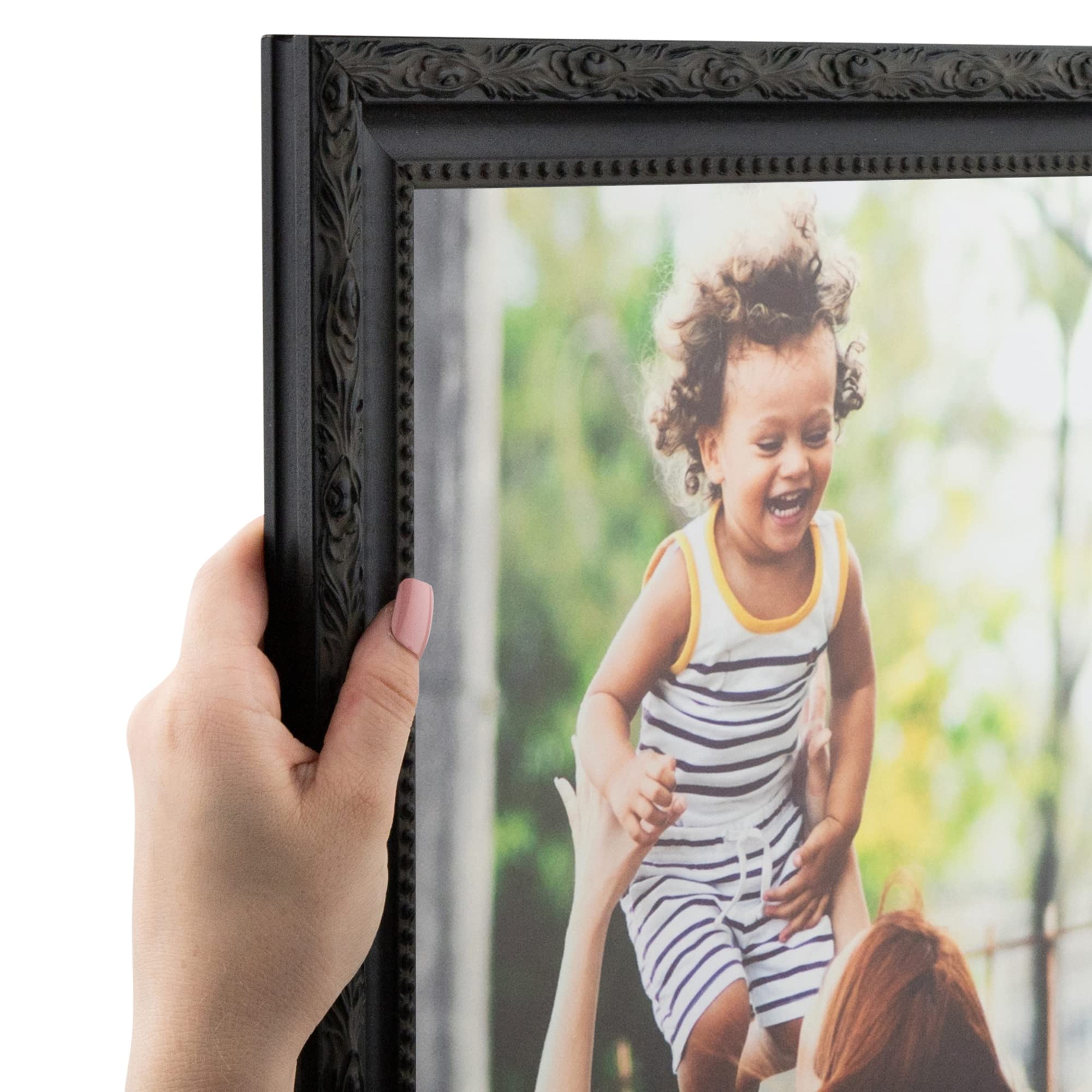 ArtToFrames 24x30 Inch Black Picture Frame, This 1.5 Custom Wood Poster Frame is Black Frame with engraved edges, for Your Art o