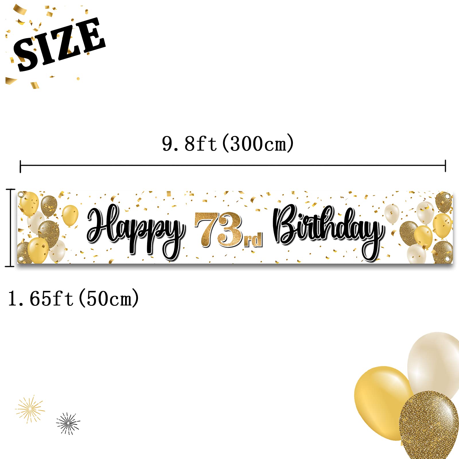 Laskyer Happy 73Rd Birthday Decorations,73Rd Gold Balloon Large Birthday Hanging Banner Sign,73 Years Old Bday Party Supplies.