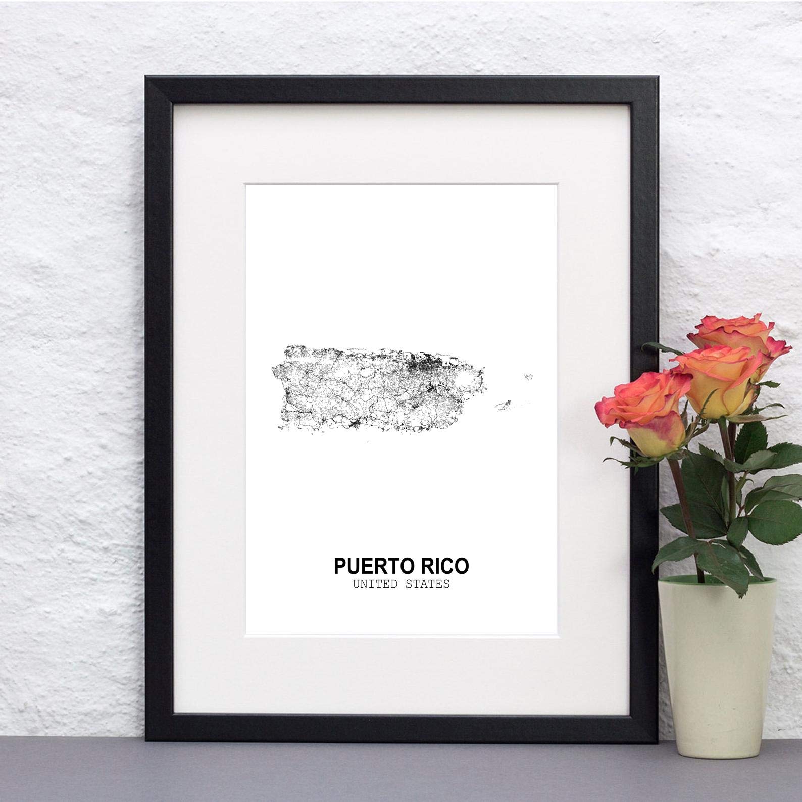 Eleville 8X10 Unframed Puerto Rico United States Country View Abstract Road Modern Map Art Print Poster Wall Office Home Decor M