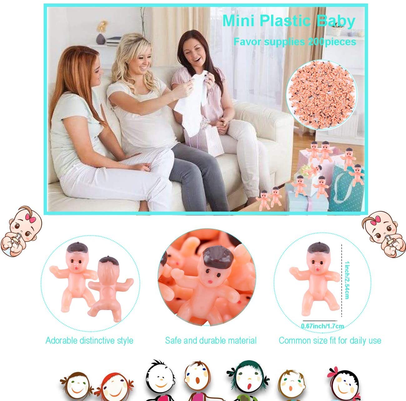 Sansheng 200Pcs1 Mini-Plastic Baby Party Preference / Baby Shower, Ice Games, Party Decoration