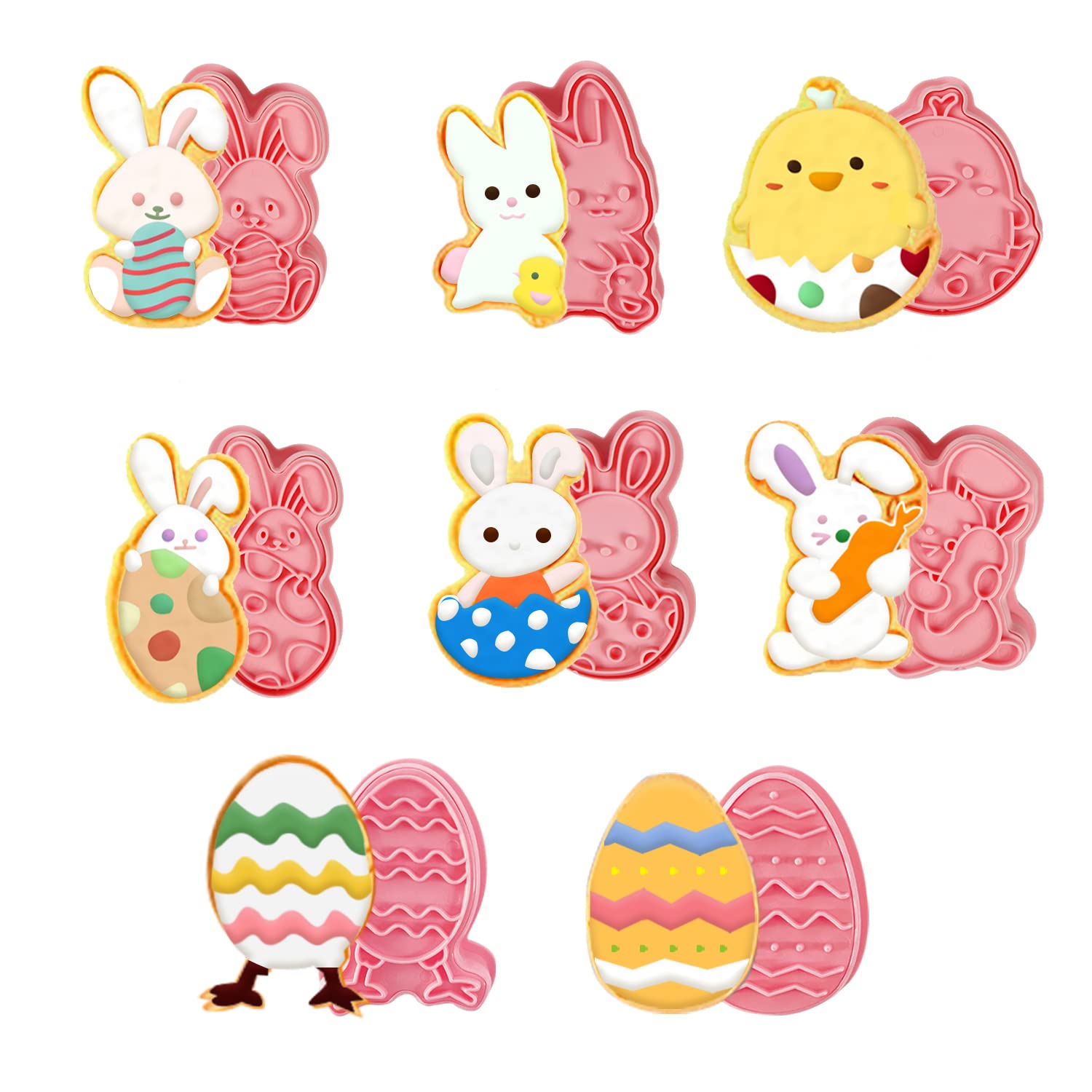Cerlaza Easter Cookie Cutters, 8 Styles Holiday Biscuit Fondant Cookie Cutters Easter Party Decorations Supplies Favor, Easter E