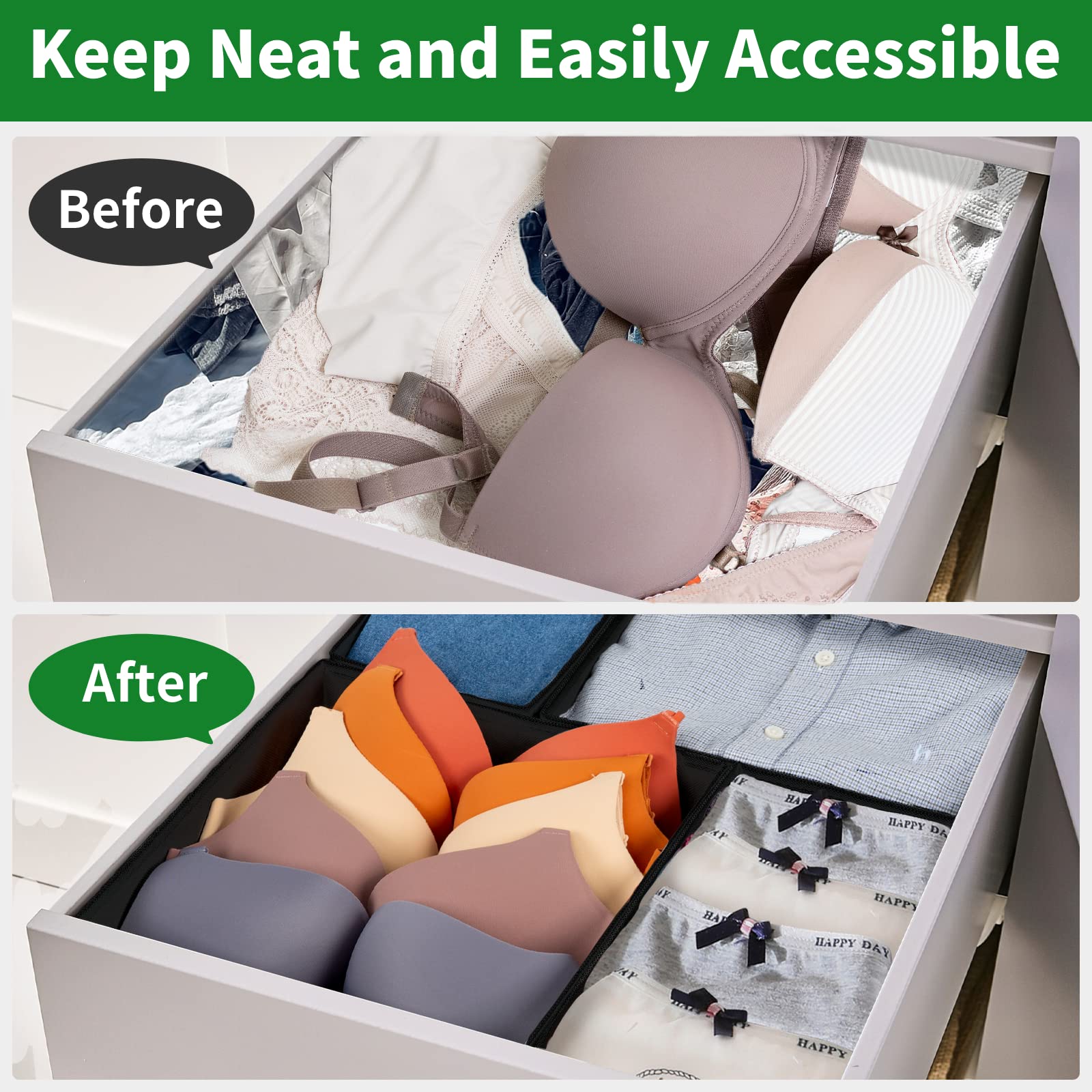 Criusia Drawer Organizer Clothes, 8 Pack Underwear Drawer Organizer, Foldable Cloth Storage Box Closet Organizers and Storage fo