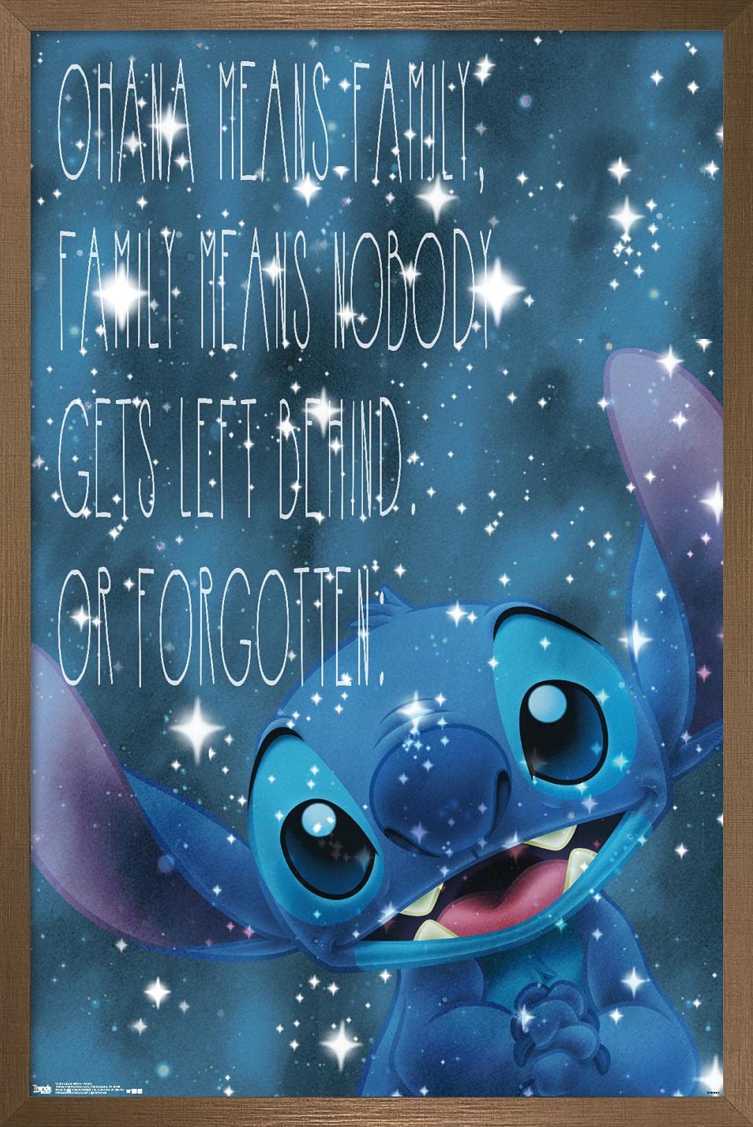 Trends International Disney Lilo And Stitch - Ohana Wall Poster, 22.375'' X 34'', Bronze Framed Version