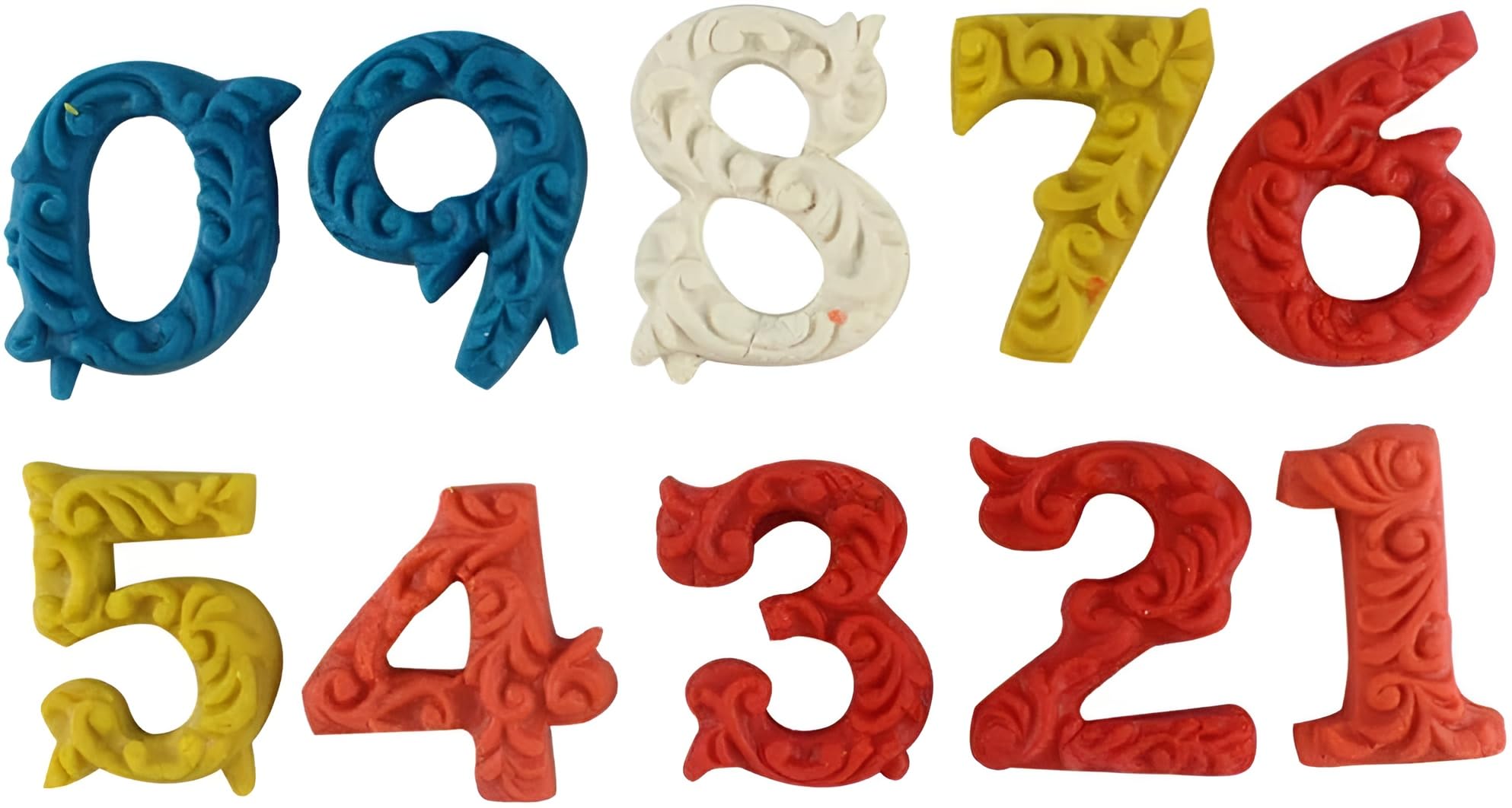 Wetco Silicone Fondant Molds, 2 Pack 3D Silicone Number Molds, 0-9 3D Embossed Fondant Chocolate Mold Baking Molds For Birthday