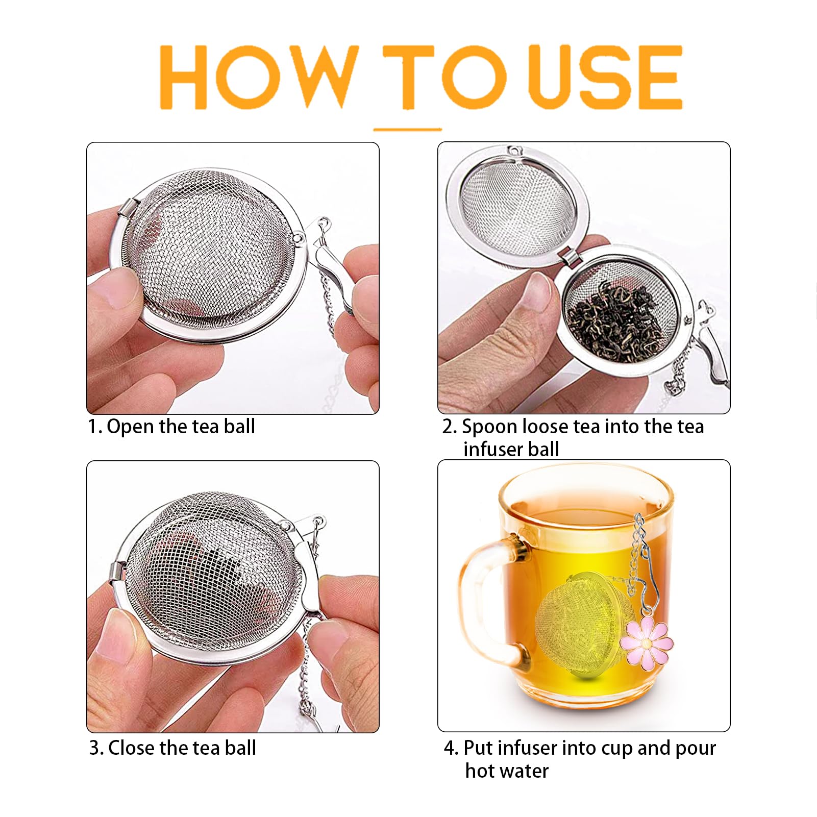 Set Of 2 Tea Infuser For Loose Leaf Tea With Butterfly And Flower Charms - Stainless Steel Tea Strainers By Teasanavie