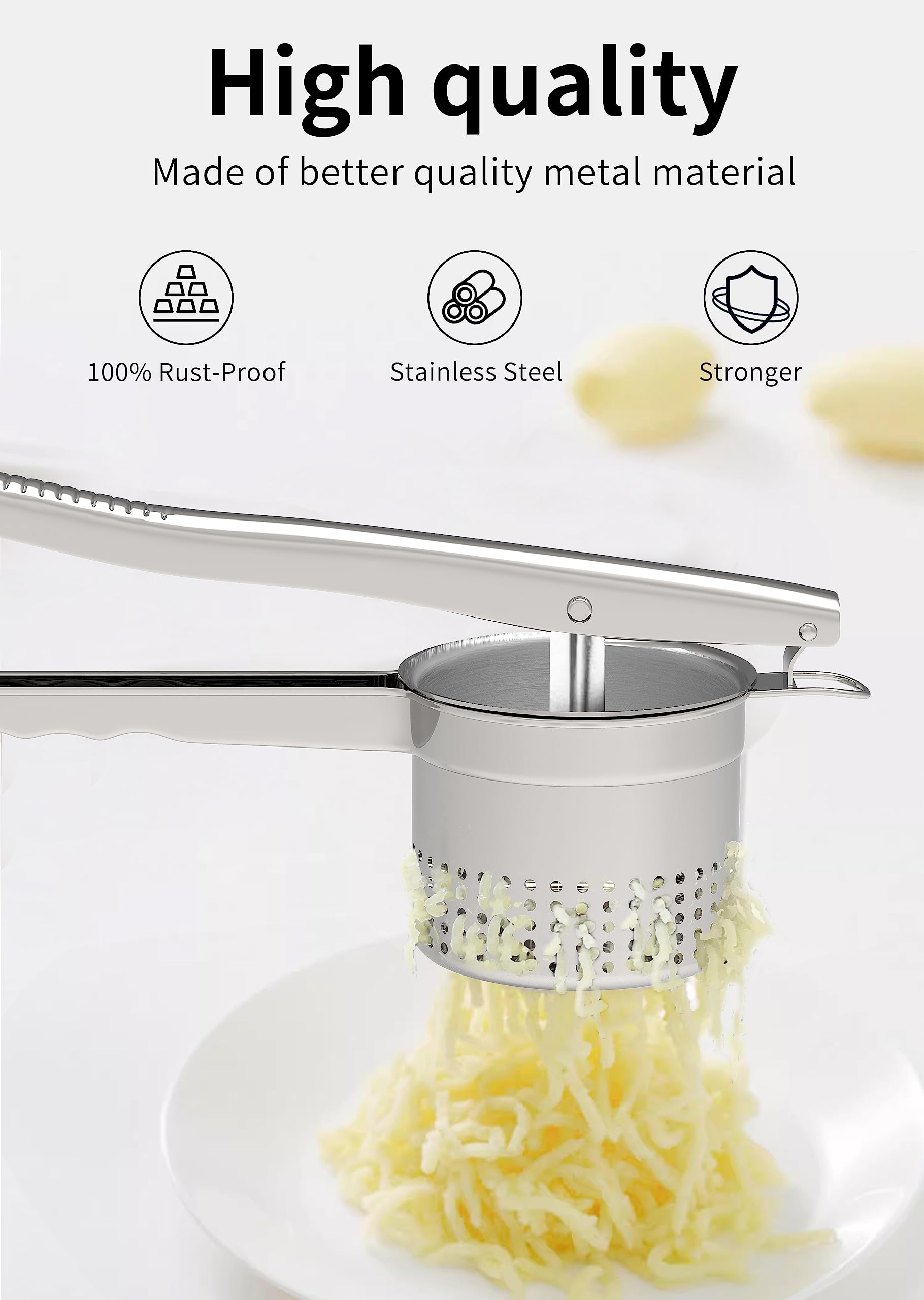Glotika Large 15Oz Potato Ricer Masher, Heavy Duty Stainless Steel Potato Masher With Ergonomic Handle, Masher And Ricer Kitchen