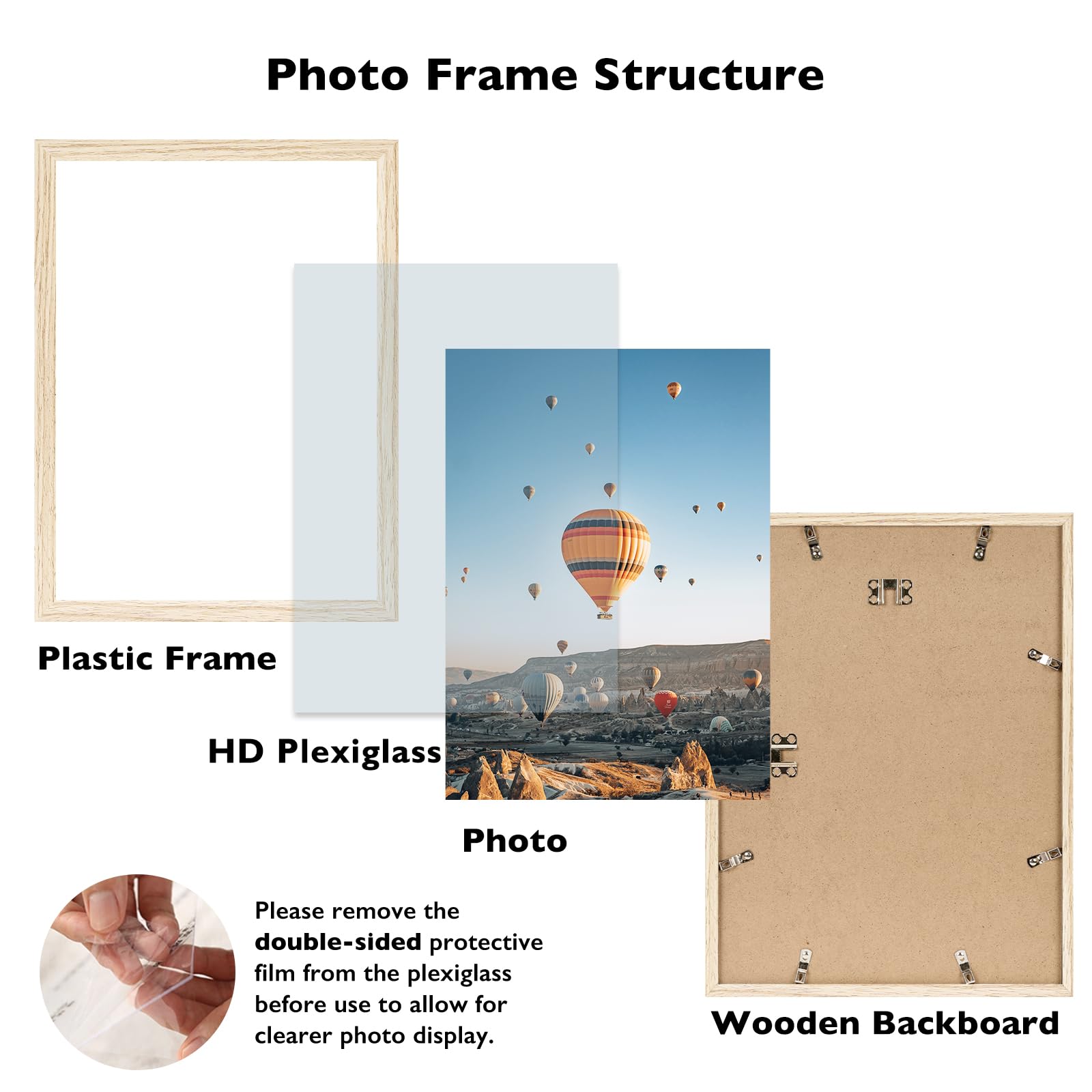 JCJMY 11x15 Picture Frame for Wall Hanging, Wall Mounting Horizontally or Vertically, 11 x 15 Wall Gallery Poster Photo Frame wi