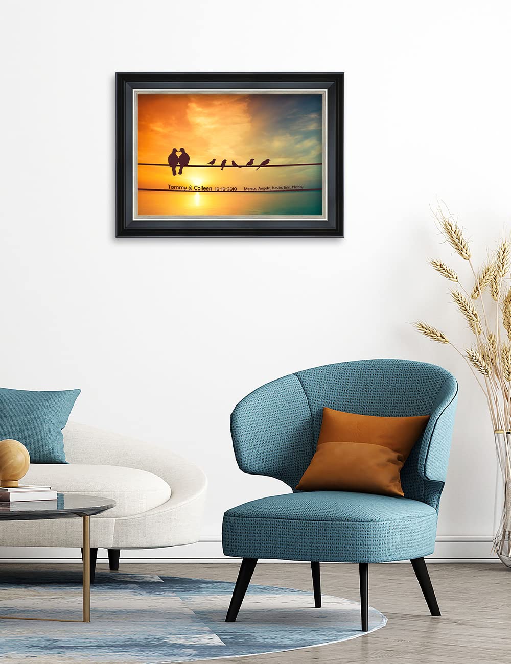Ipic - We Are Family Personalized Framed Wall Art With Names And Date On, Giclee Prints With Solid Wood Frame, Customized Gift A