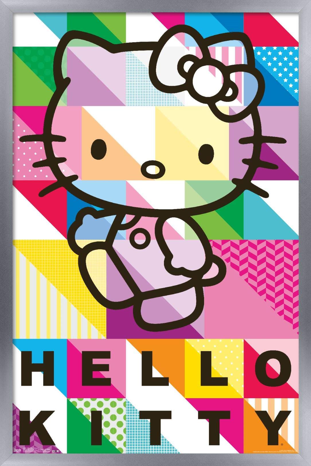 Trends International Hello Kitty - Patterns Wall Poster, 14.725'' X 22.375'', Silver Framed Version