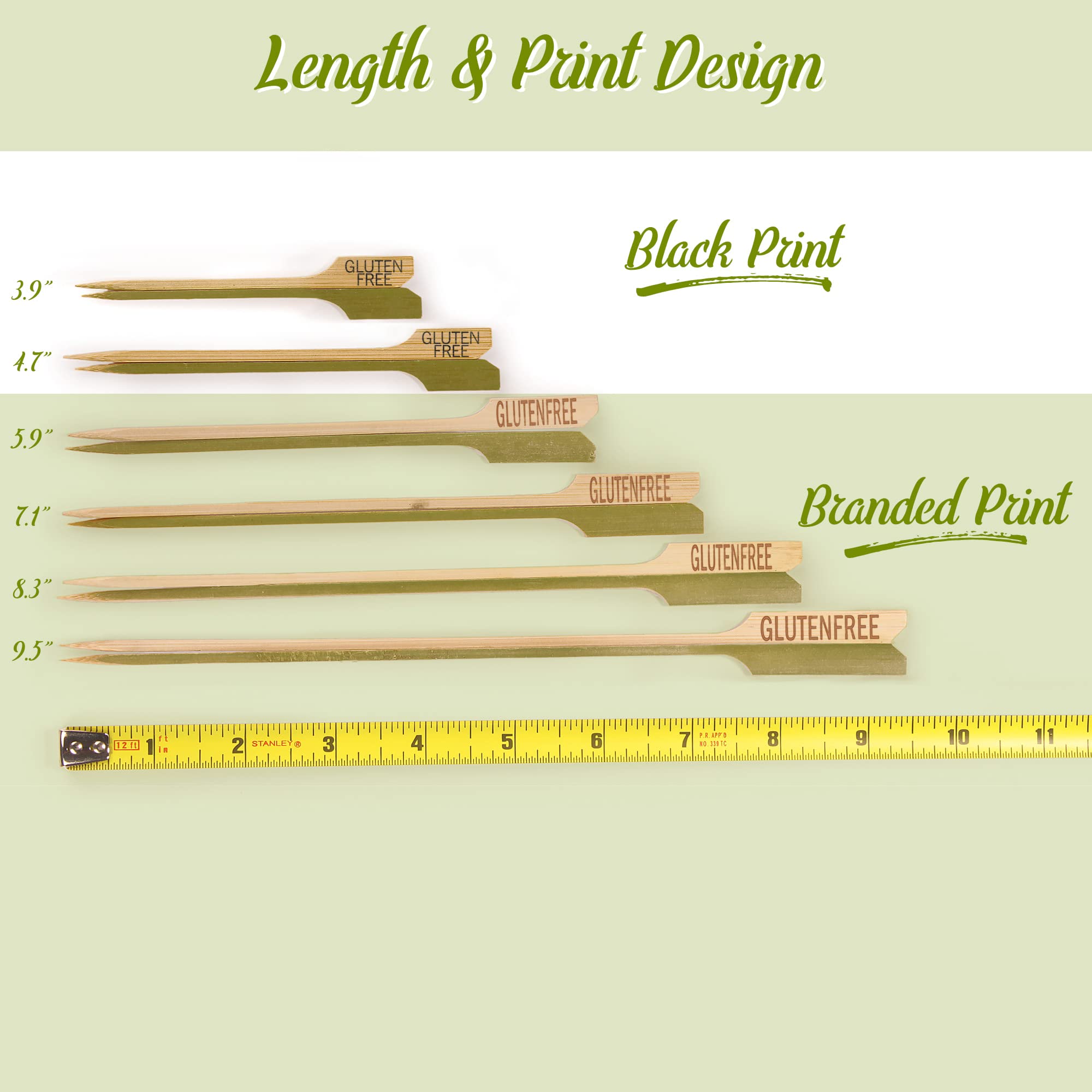 Bamboomn 3.9'' Gluten Free Food Marking Natural Bamboo Paddle Skewers Picks Sticks For Catered Events, Holiday'S, Restaurants Or