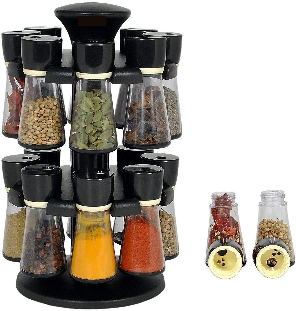 Shayona Plastic Multipurpose Stackable And Space Savvy Spice Rack For Kitchen (Set Of 12 Jar)  Countertop, Tiered Shelf