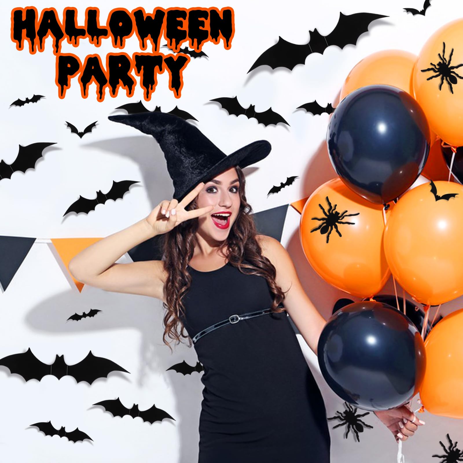 150 Pcs Bat Halloween Decorations: Magicsky 3D Pvc Stickers Bat Wall Decor, Diy Black Window Party Home Room D  Cor Supplies, 14