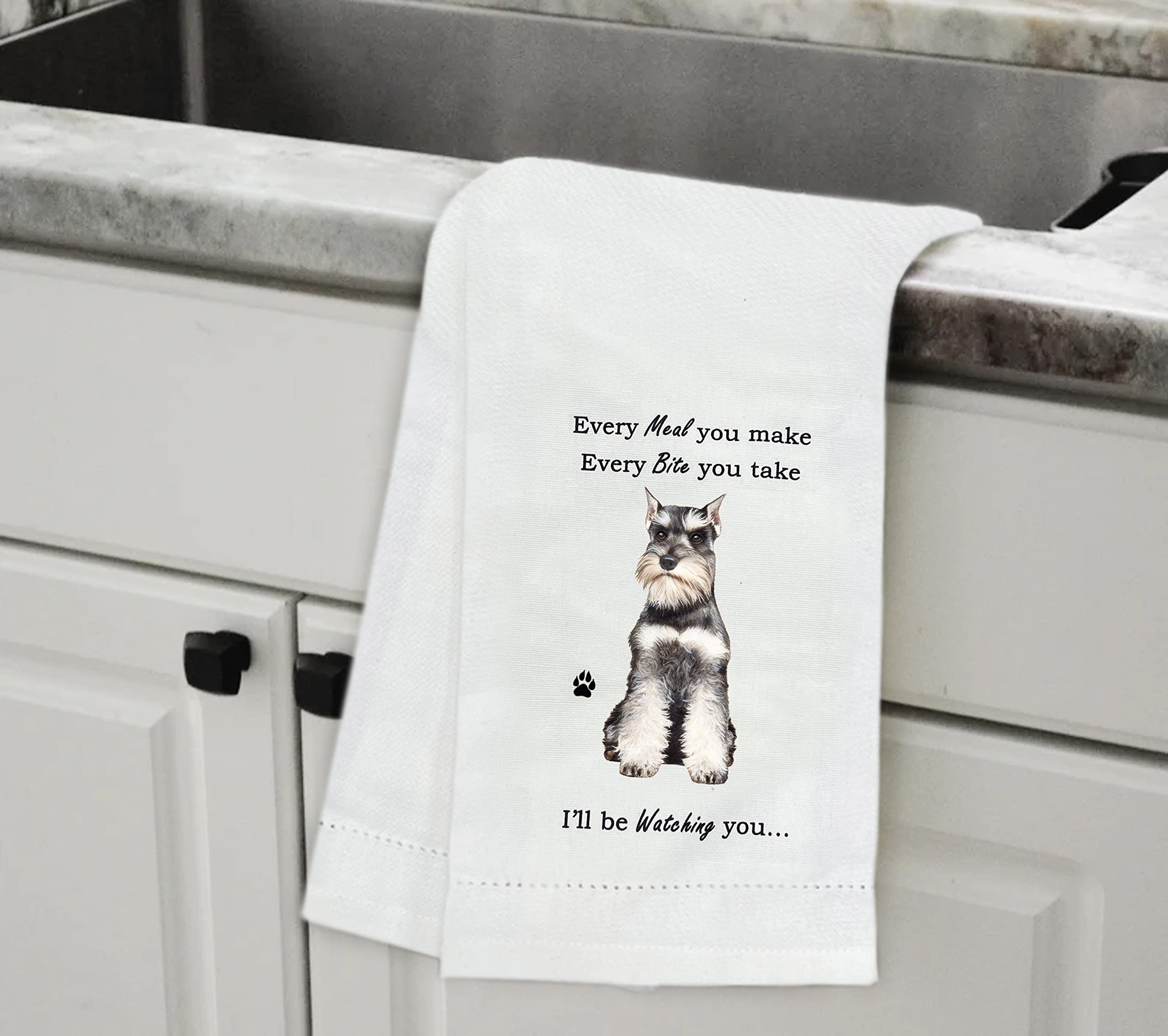 E&S Imports Schnauzer Kitchen Towel - Soft Highly Absorbent - Schnauzer Gifts - Dish Towels For Washing Dishes - Tea Towels - Re