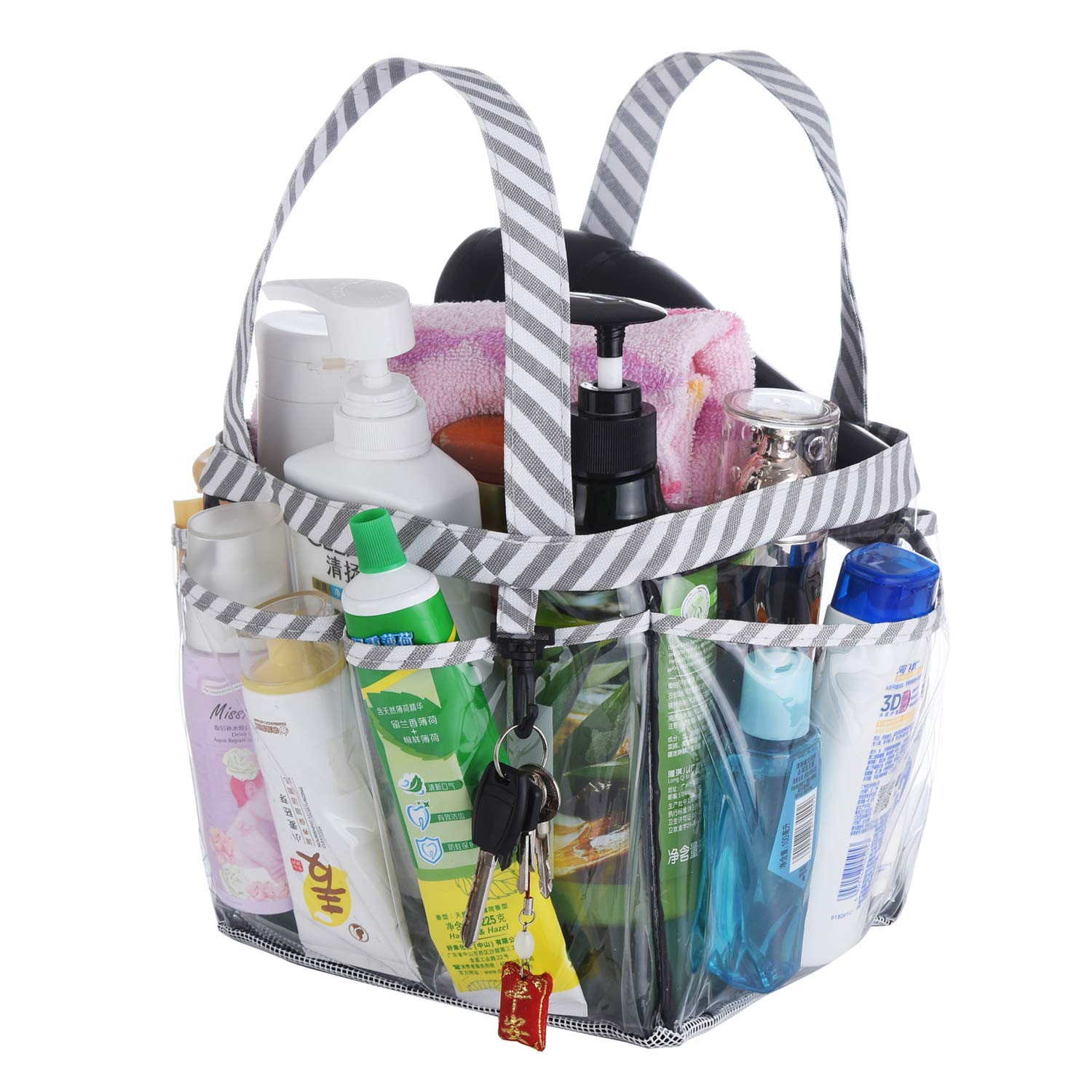 Haundry Waterproof Shower Caddy For College Dorm Room Essentials, Portable Shower Caddy Tote With 8-Pocket, Shower Bag For Beach
