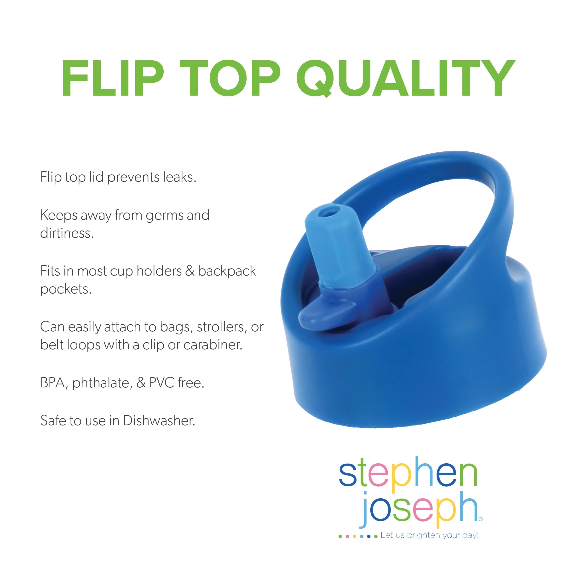 Stephen Joseph, Kids Flip Top Water Bottle, 10 Oz Tritan Bpa Free, Water Bottle For Girls & Boys, Back To School Flip Top Bottle